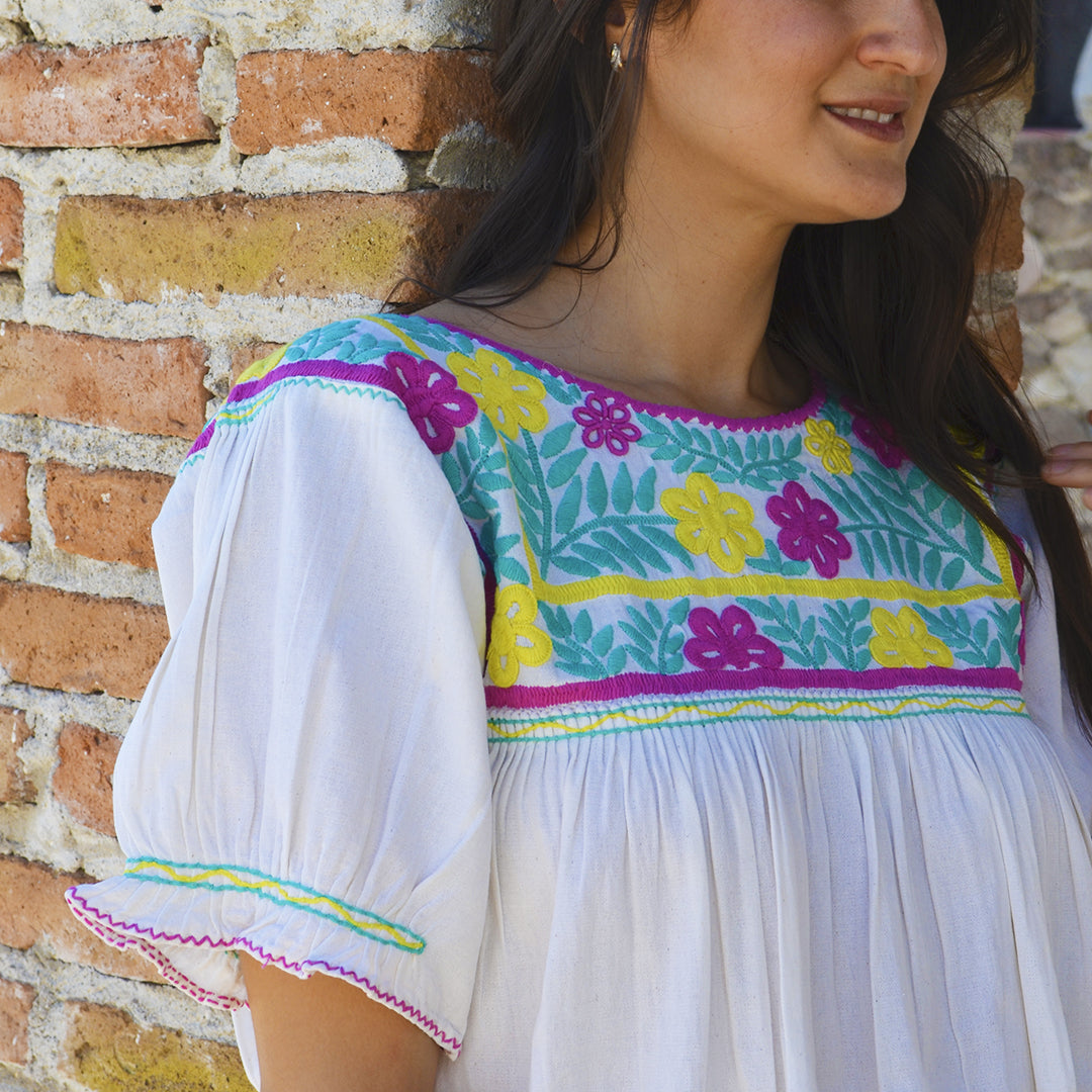 Carranza Short Sleeve Embroidered Dress