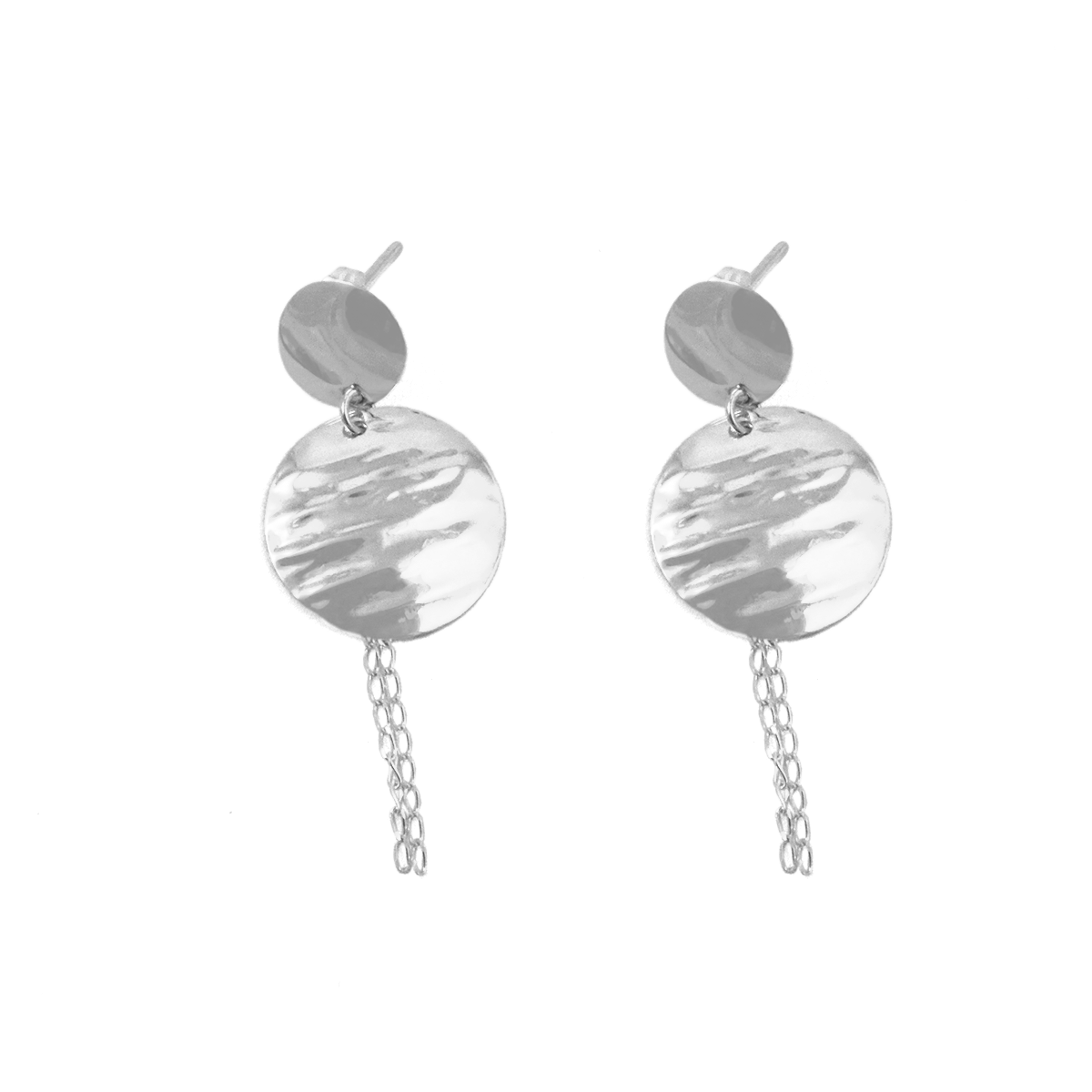 Sterling Silver Circles and Chains Dangle Earrings