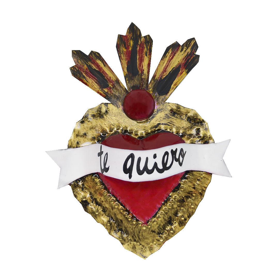 Mexican Milagro Tin Heart with Love Message