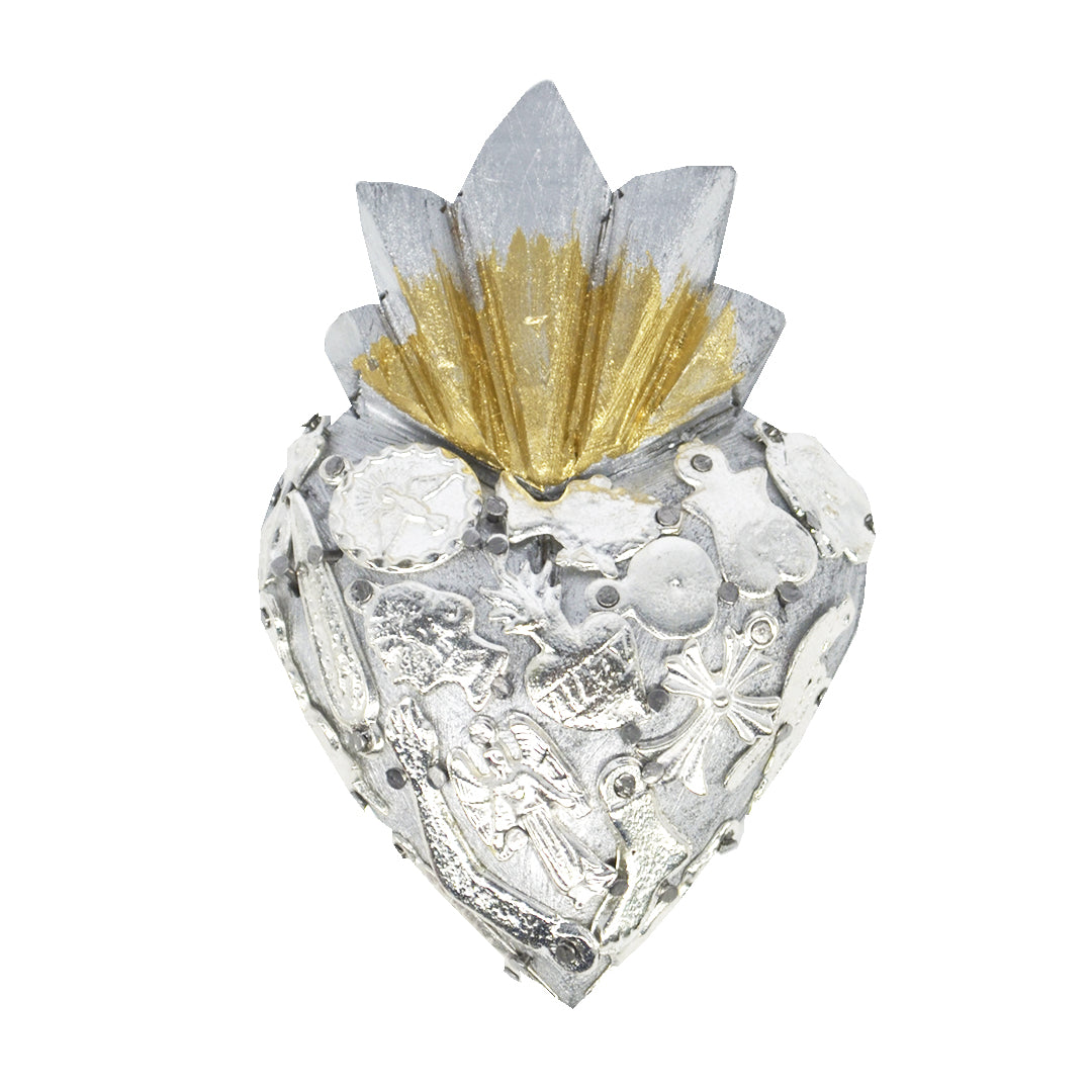 Mini Wooden Milagro Heart with Milagritos