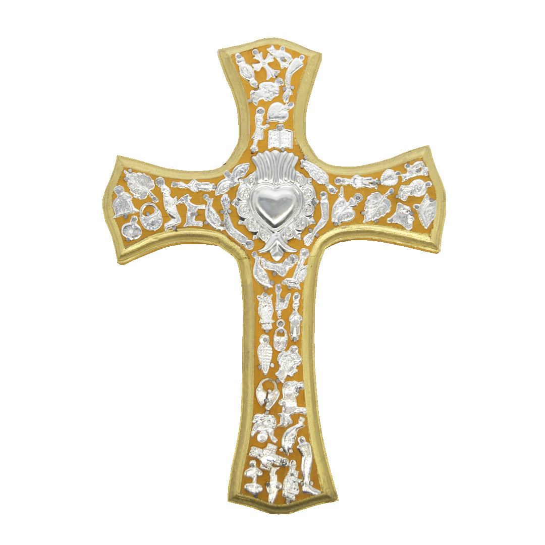 Wooden Wall Cross with Milagritos, Large