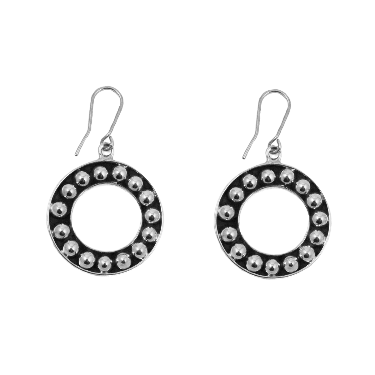 Sterling Silver Casquilla Circle Drop Earrings