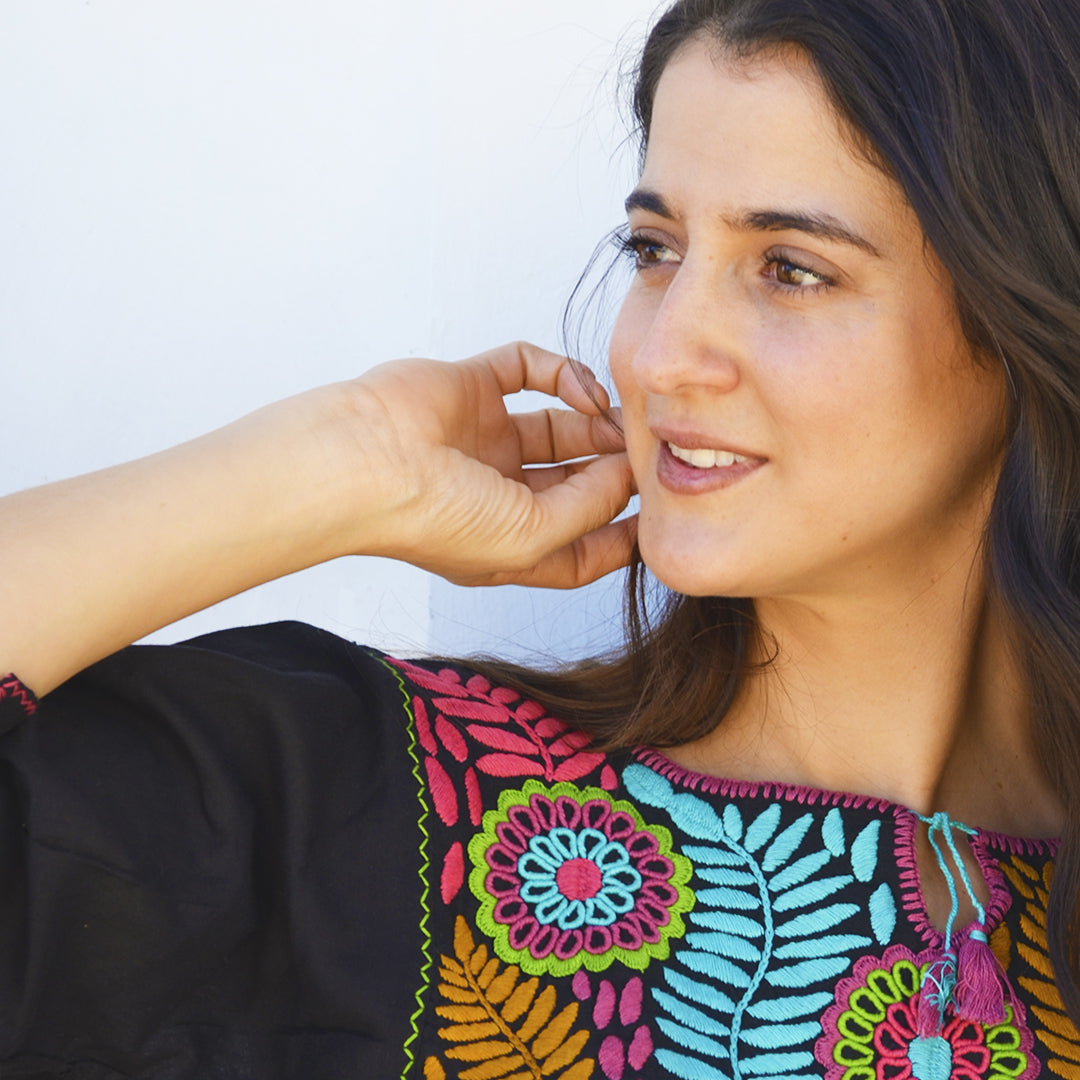 Carranza 3/4 Sleeve Embroidered Blouse