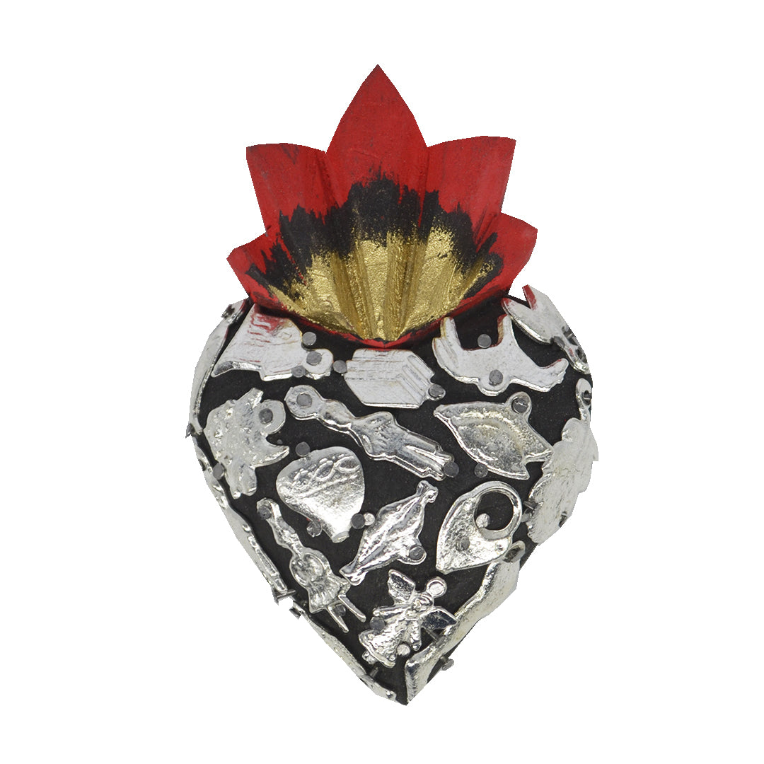 Mini Wooden Milagro Heart with Milagritos