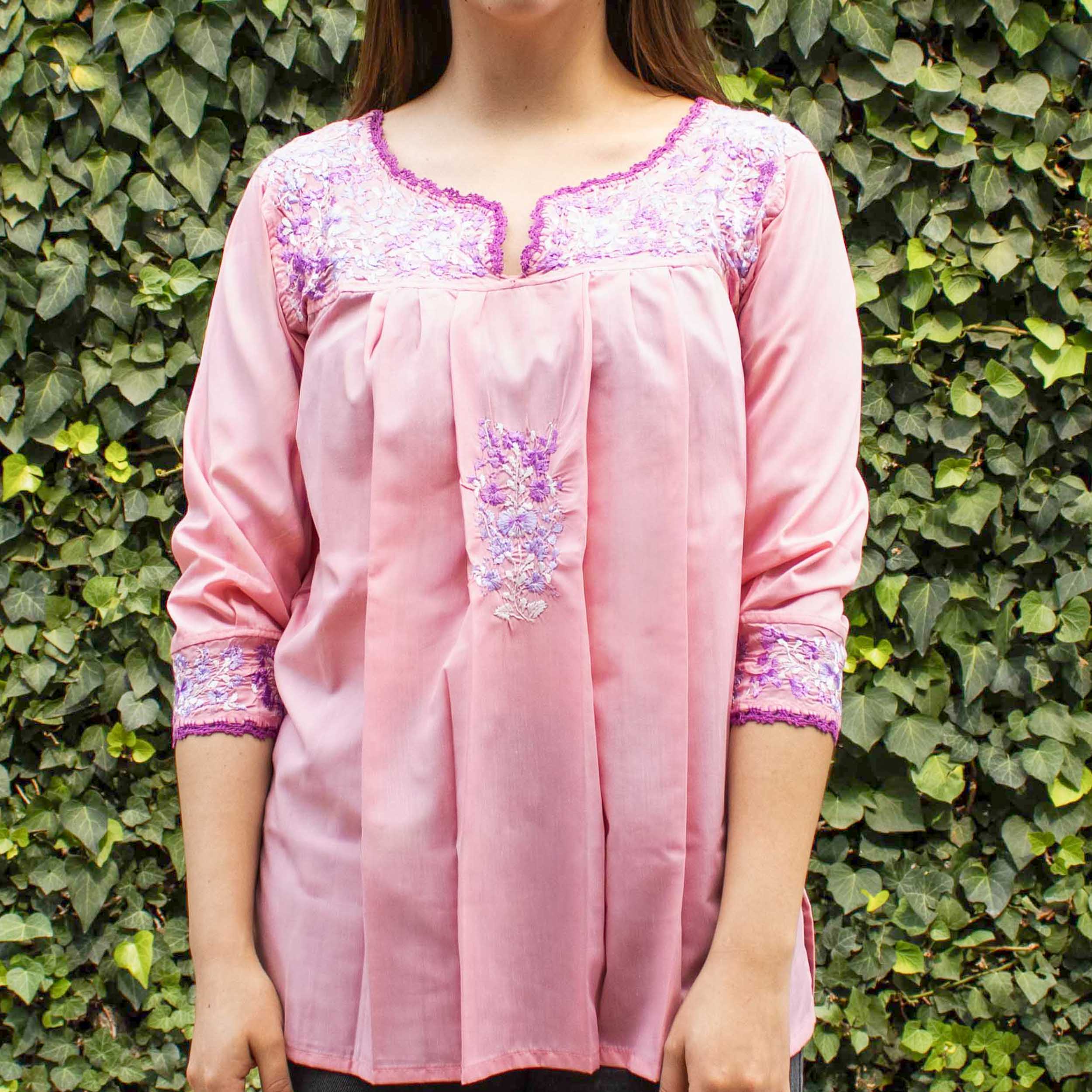 Camila Hand-Embroidered 3/4 Sleeve Blouse