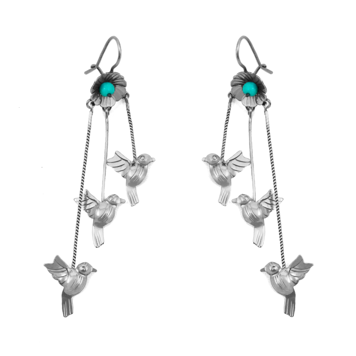 Sterling Silver Vuelo de Amor Mazahua Earrings