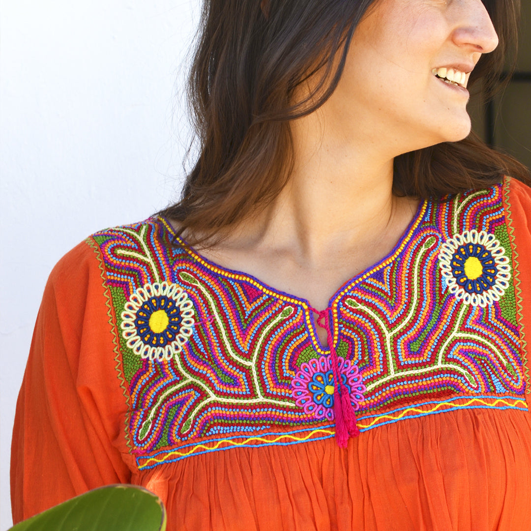 Carranza 3/4 Sleeve Embroidered Blouse