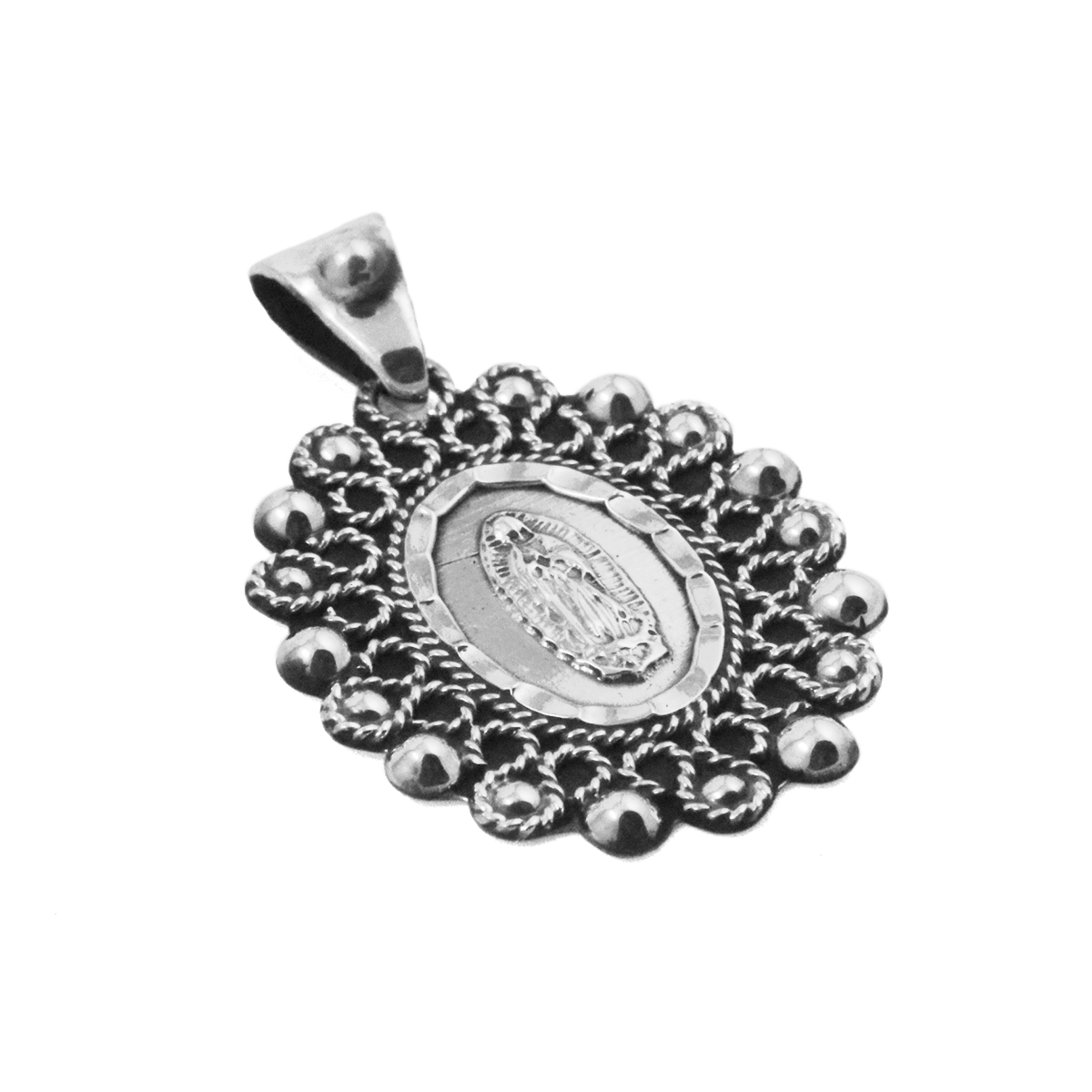 Sterling Silver Virgencita Baroque Pendant