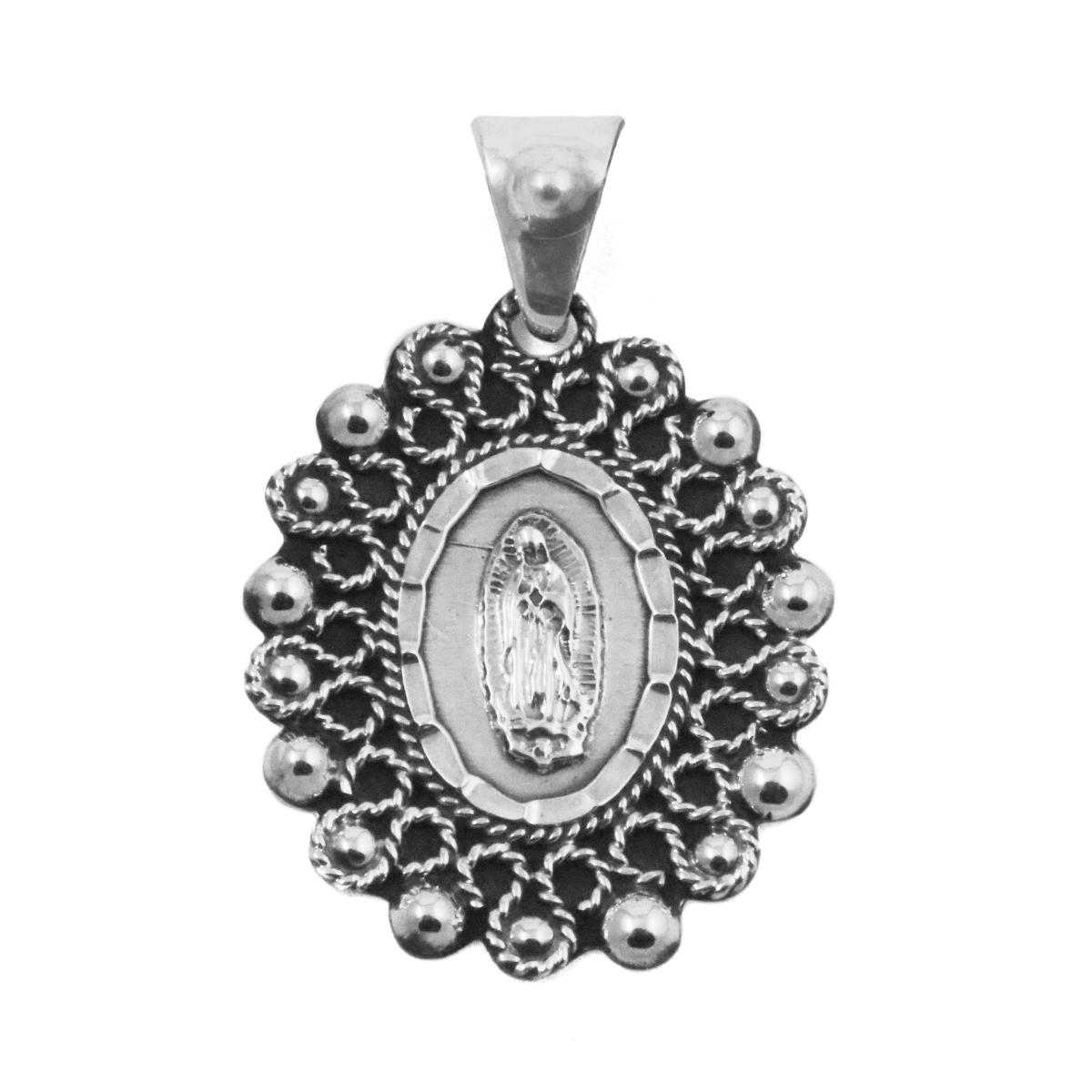 Sterling Silver Virgencita Baroque Pendant
