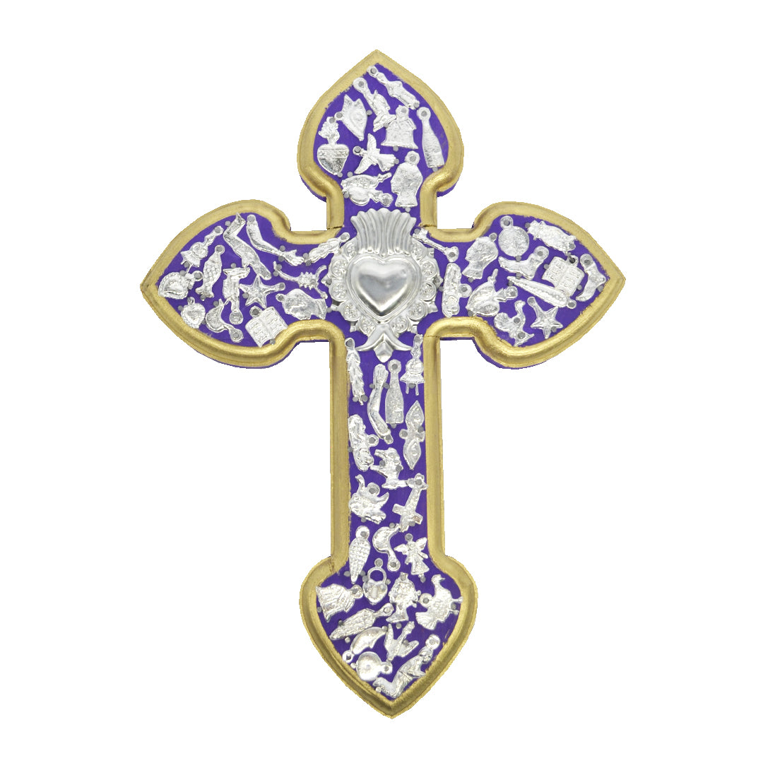 Wooden Wall Cross with Milagritos, Large