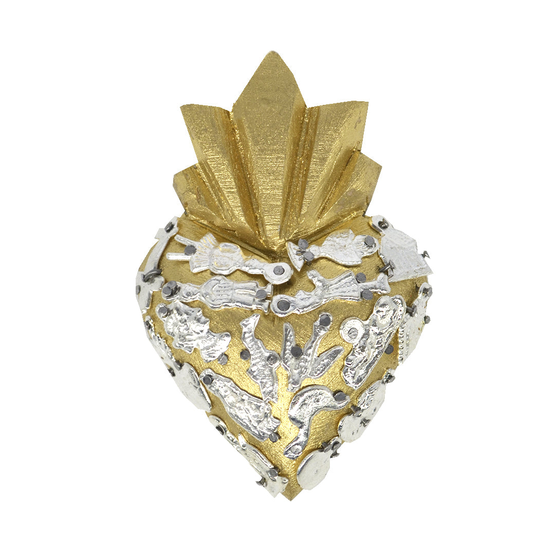 Mini Wooden Milagro Heart with Milagritos