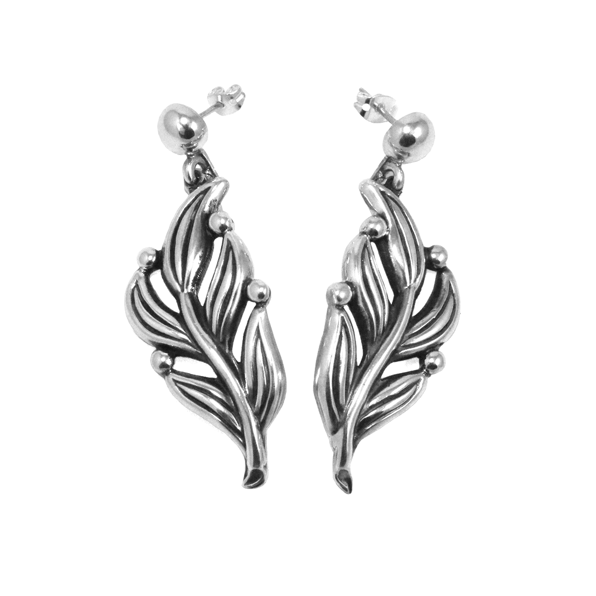 Sterling Silver Branching Leaves Earrings