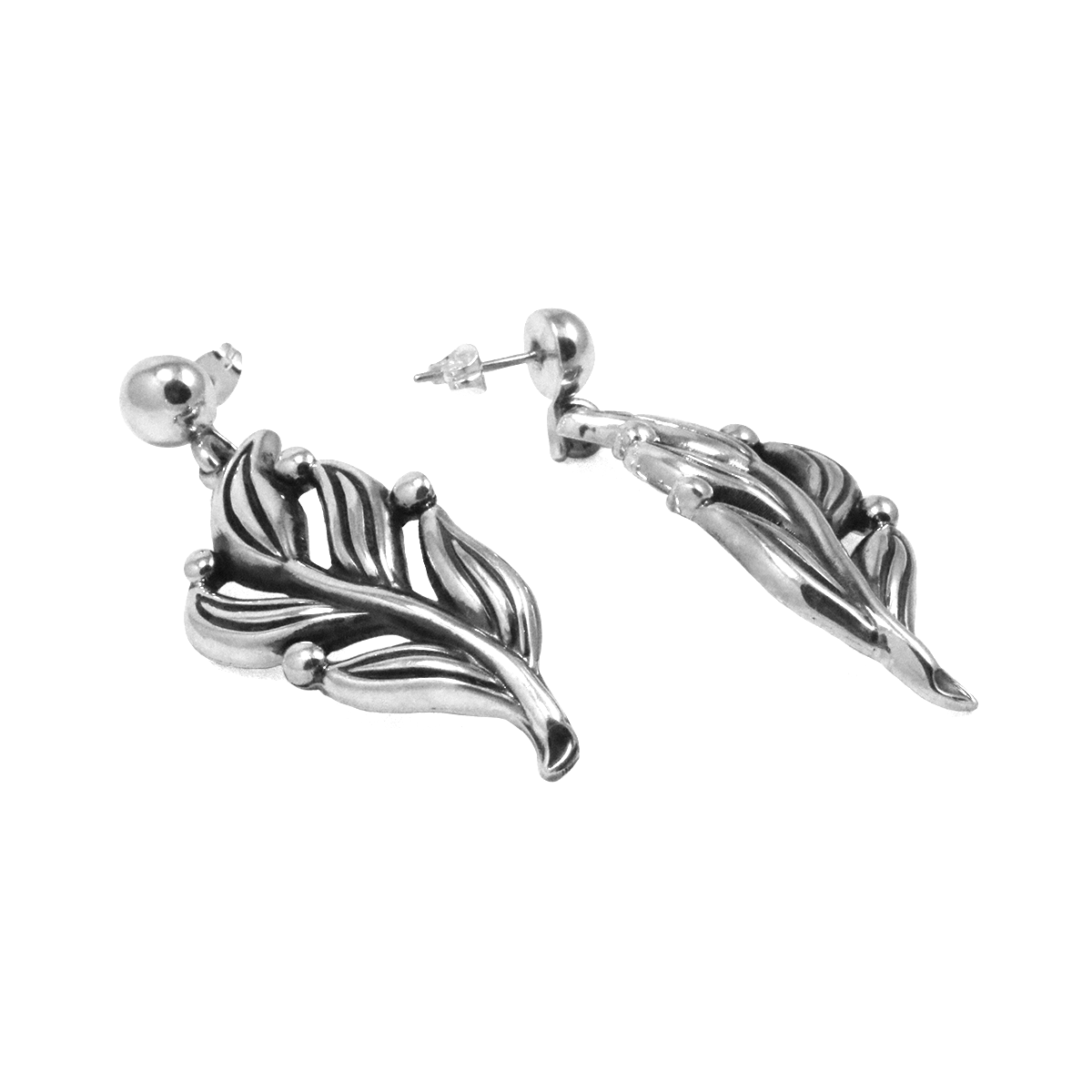 Sterling Silver Branching Leaves Earrings