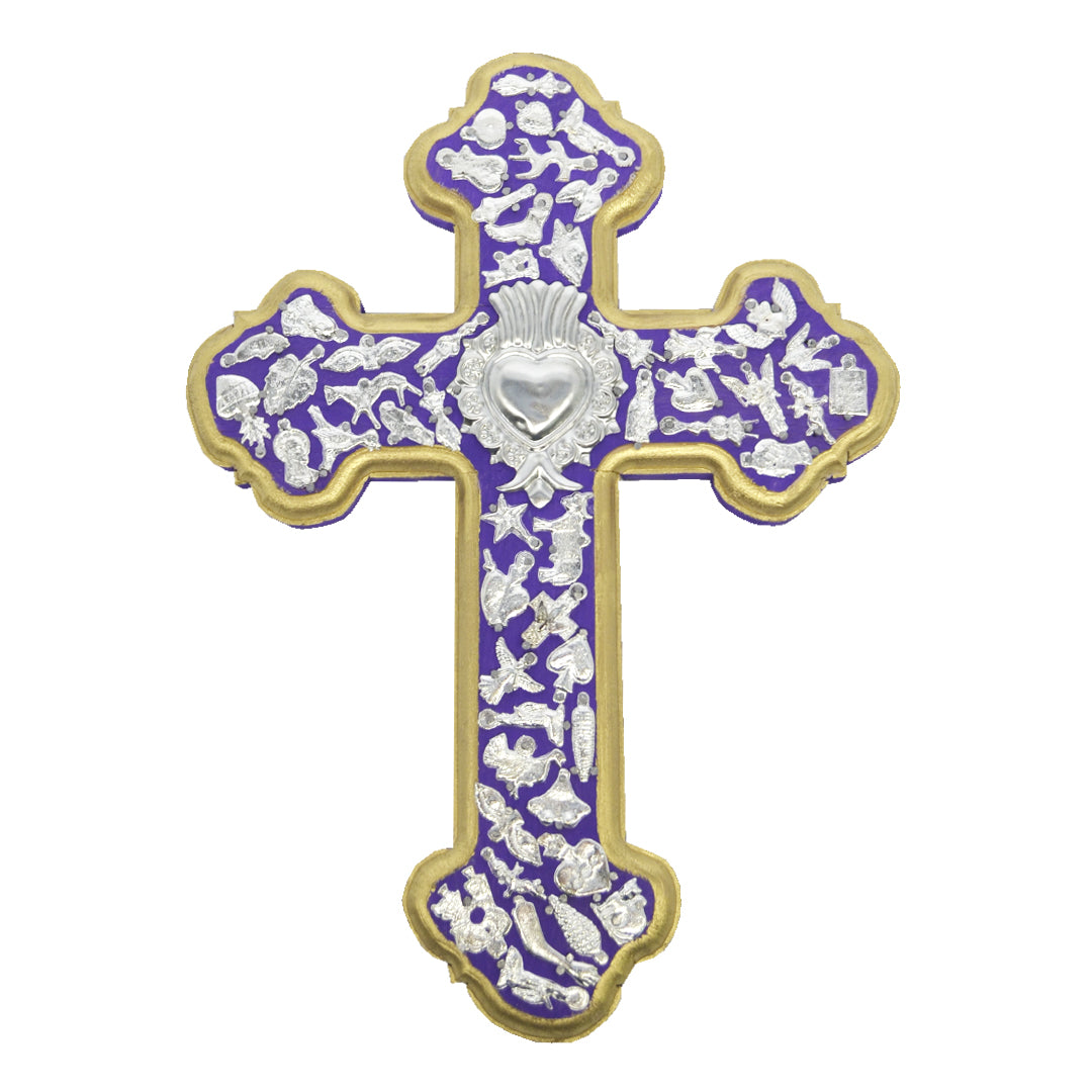 Wooden Wall Cross with Milagritos, Large