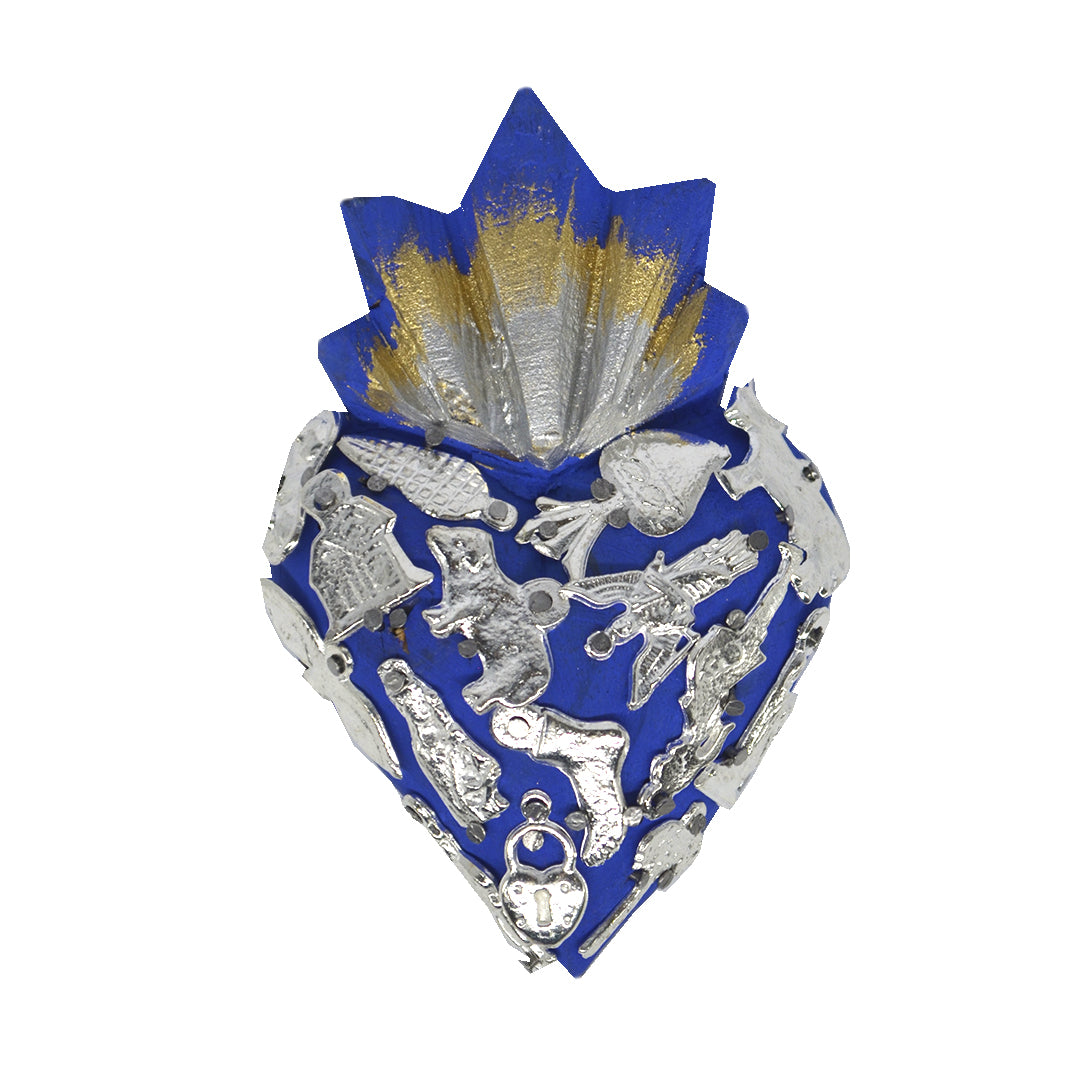 Mini Wooden Milagro Heart with Milagritos