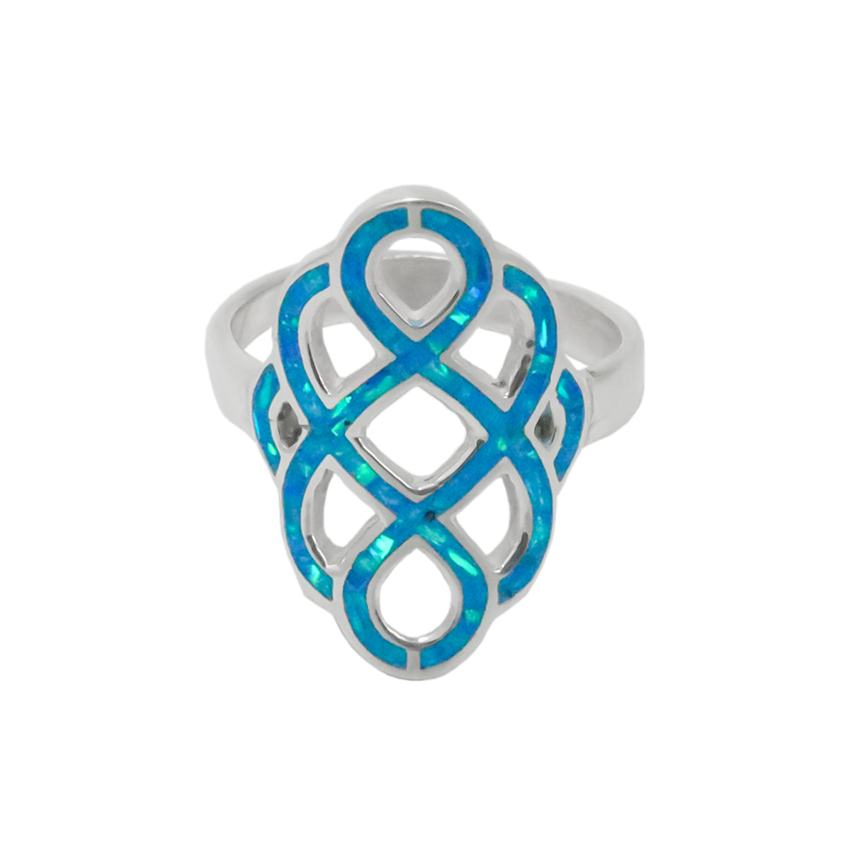 Sterling Silver Celtic Knots Opal Ring