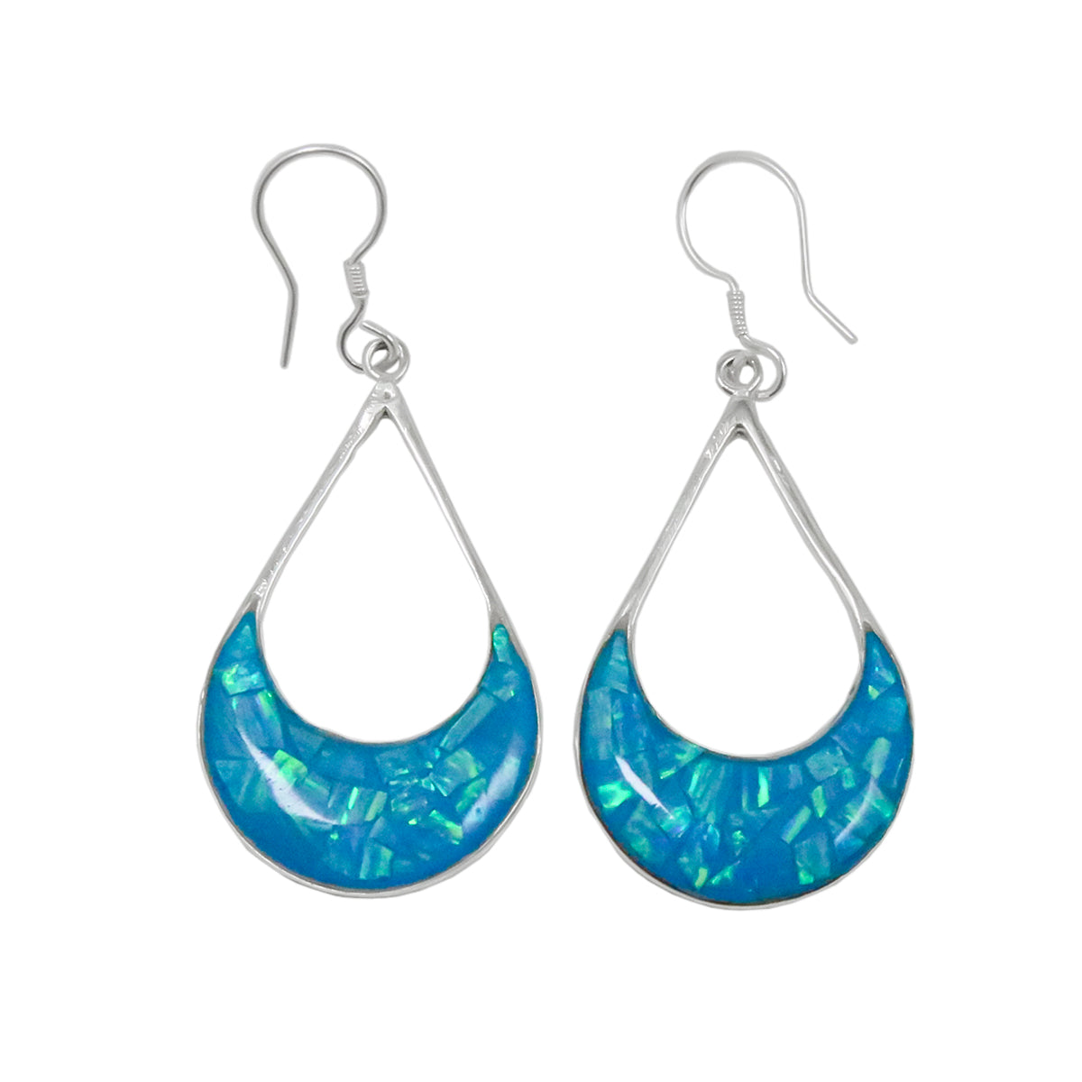 Sterling Silver Colorful Opal Teardrop Earrings