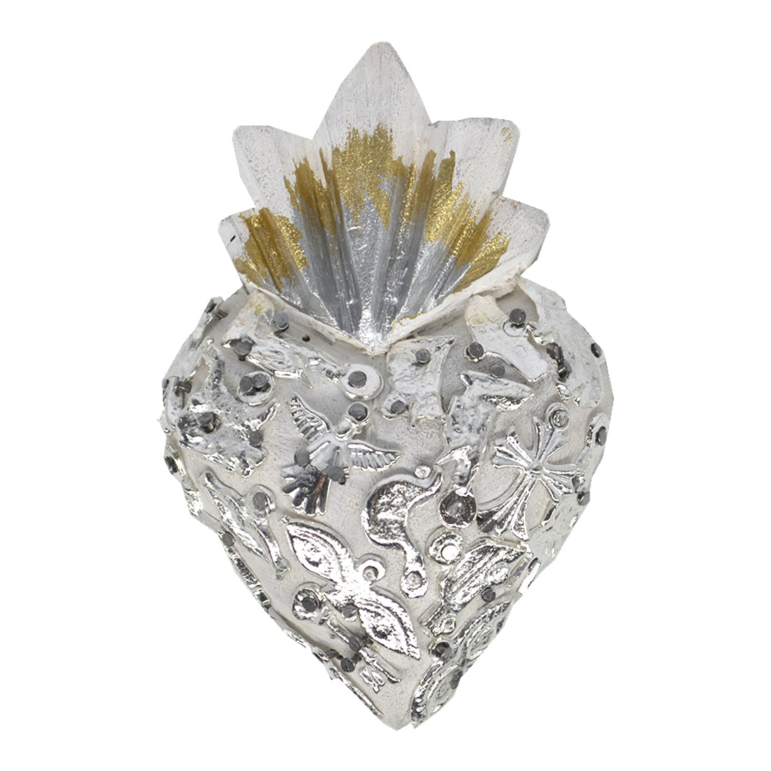 Mini Wooden Milagro Heart with Milagritos