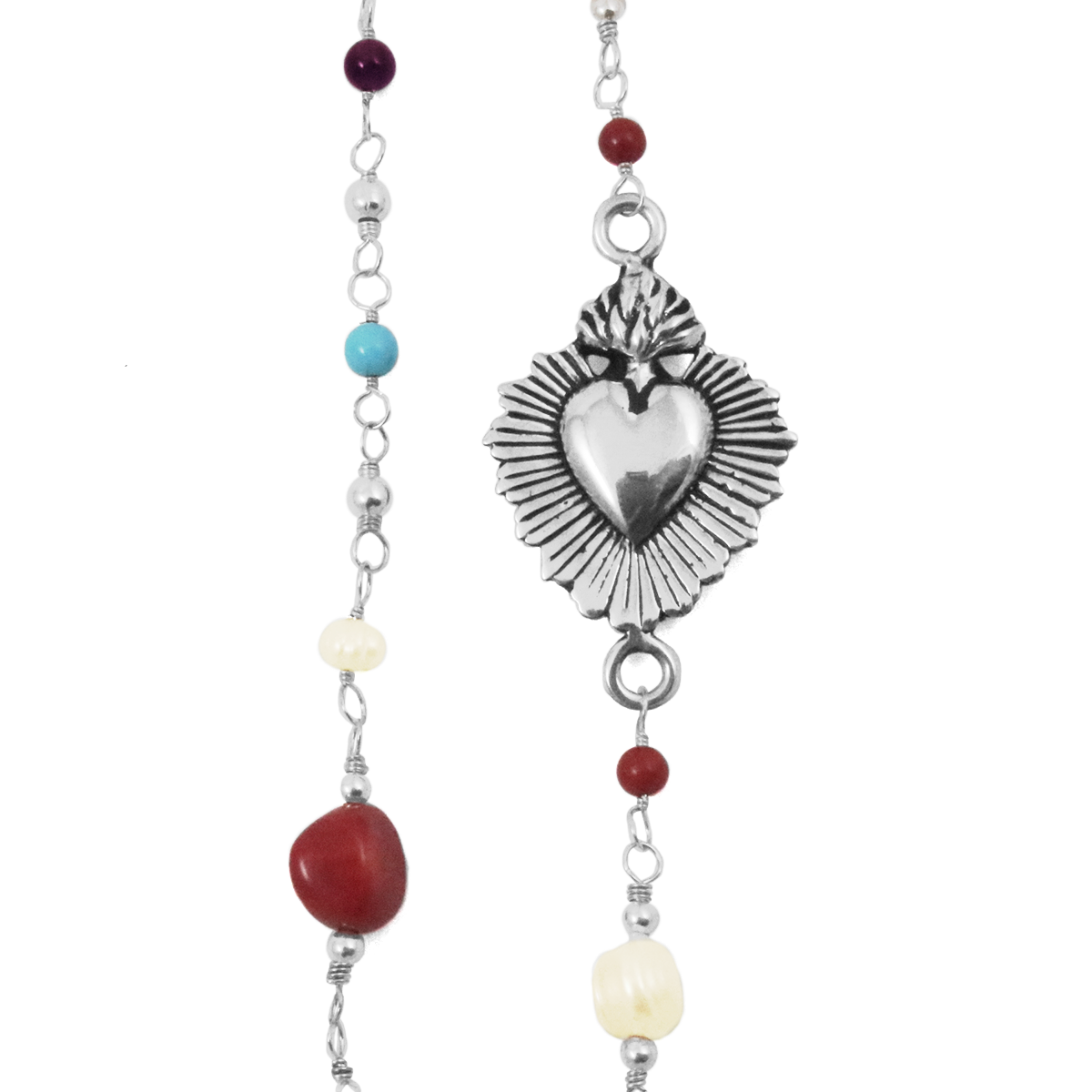 Sterling Silver Sacred Heart Necklace