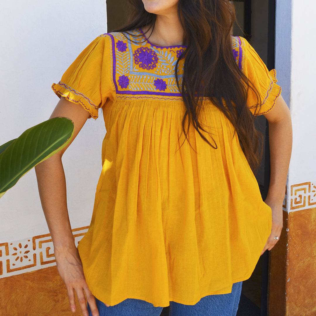 Carranza Ruffles Embroidered Blouse