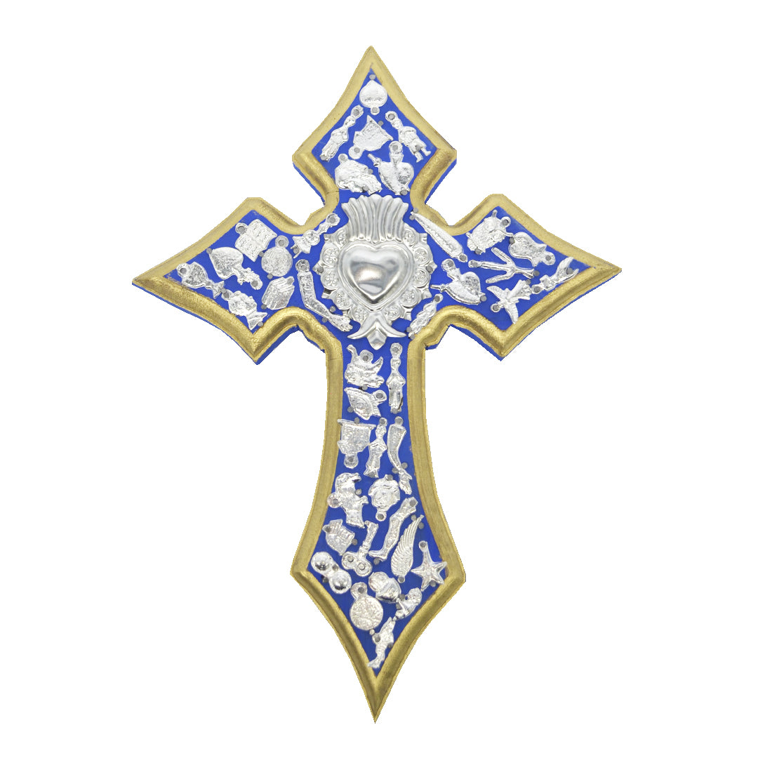 Wooden Wall Cross with Milagritos, Large