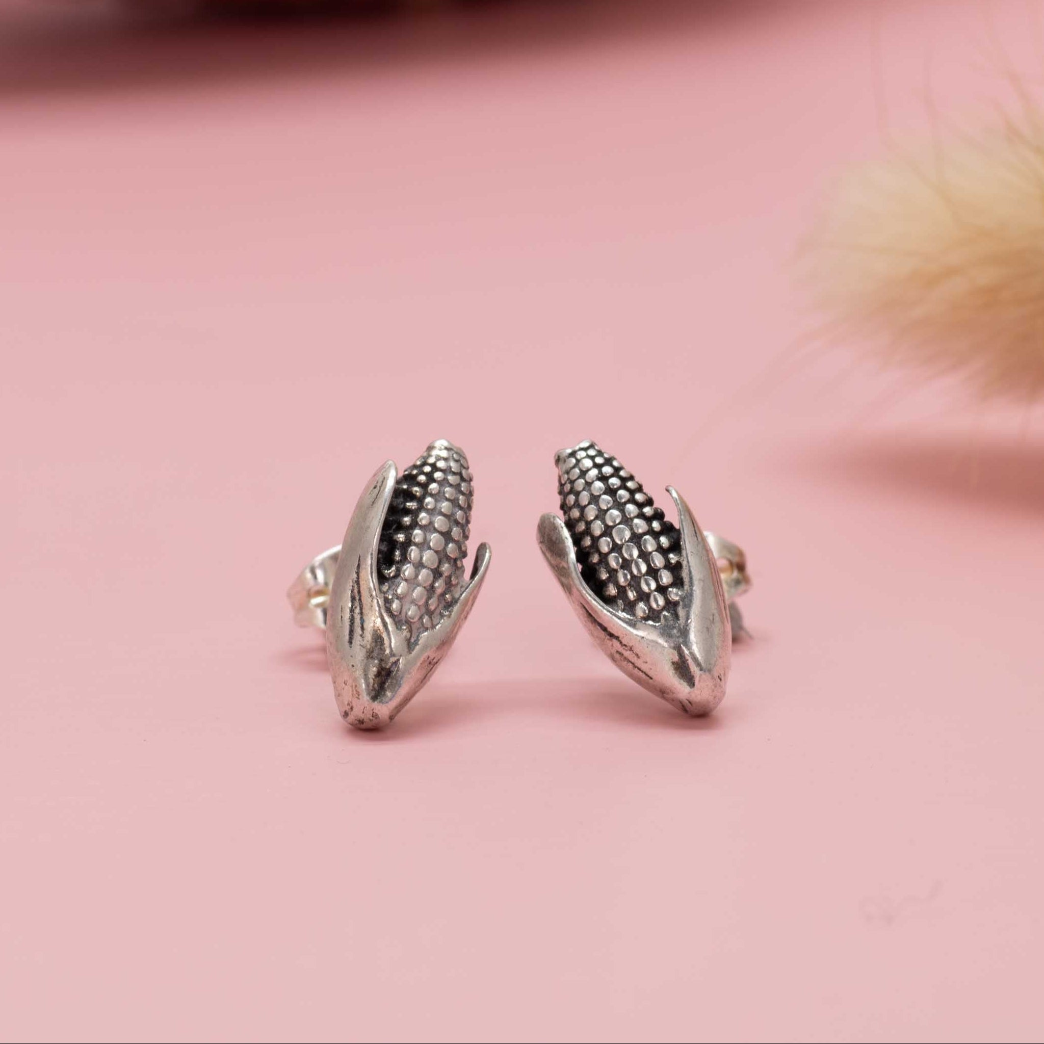 Sterling Silver Corn Earrings