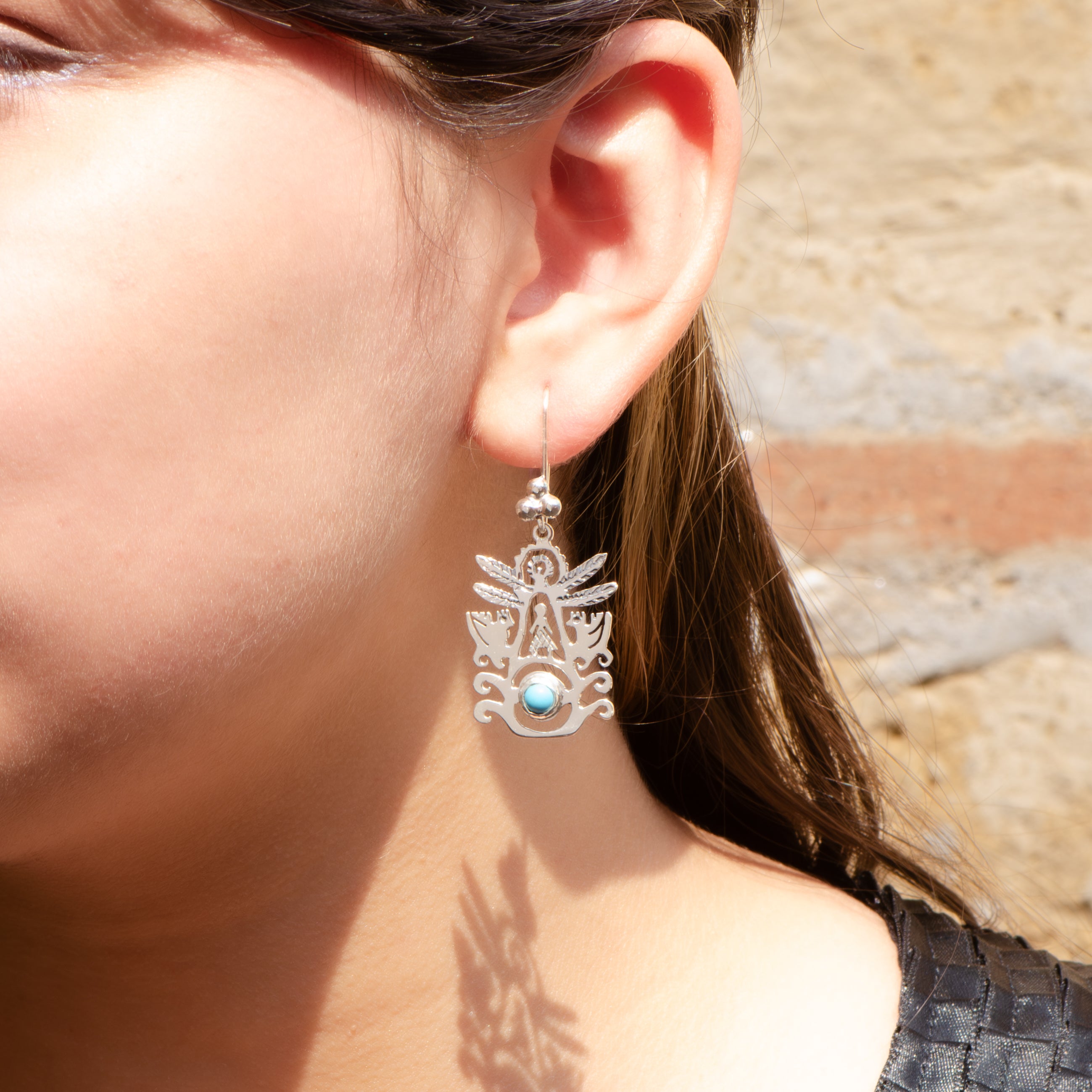 Sterling Silver Eternal Blue Tree of Life Earrings