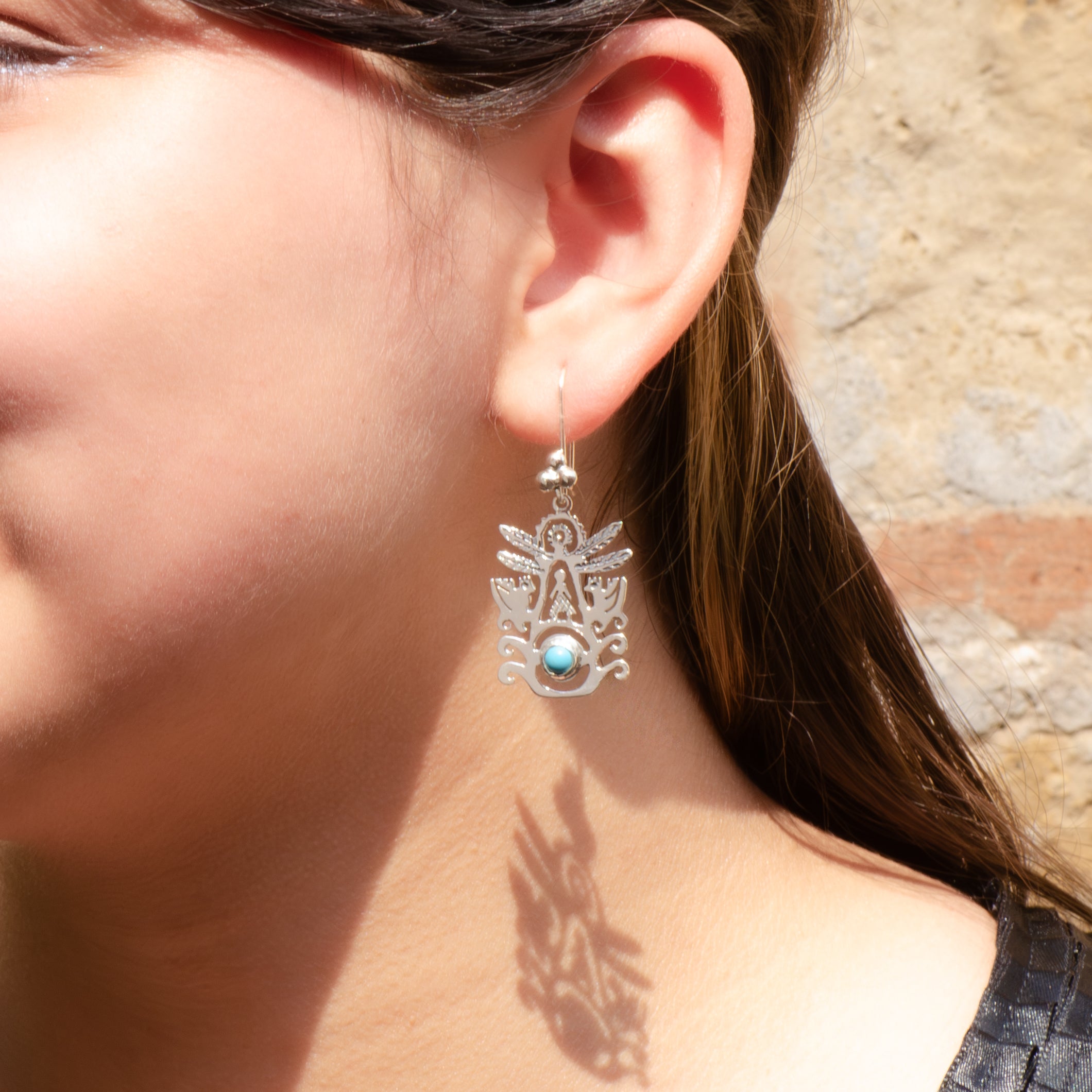 Sterling Silver Eternal Blue Tree of Life Earrings