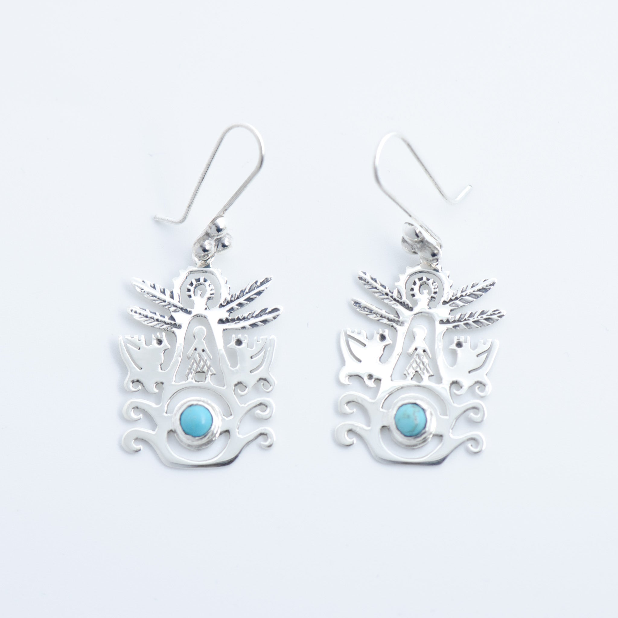 Sterling Silver Eternal Blue Tree of Life Earrings