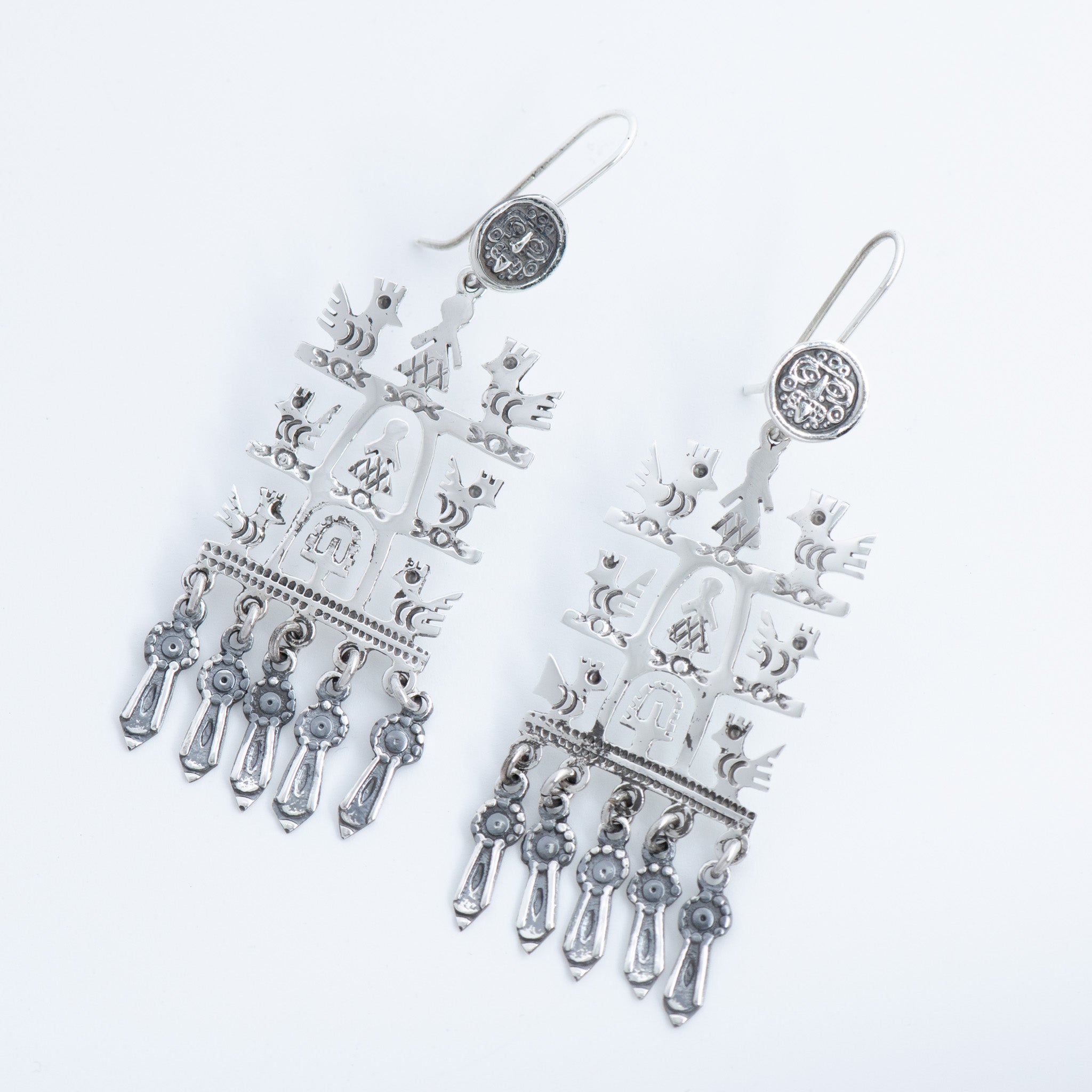 Sterling Silver Roots and Wings Dangle Drop Earrings