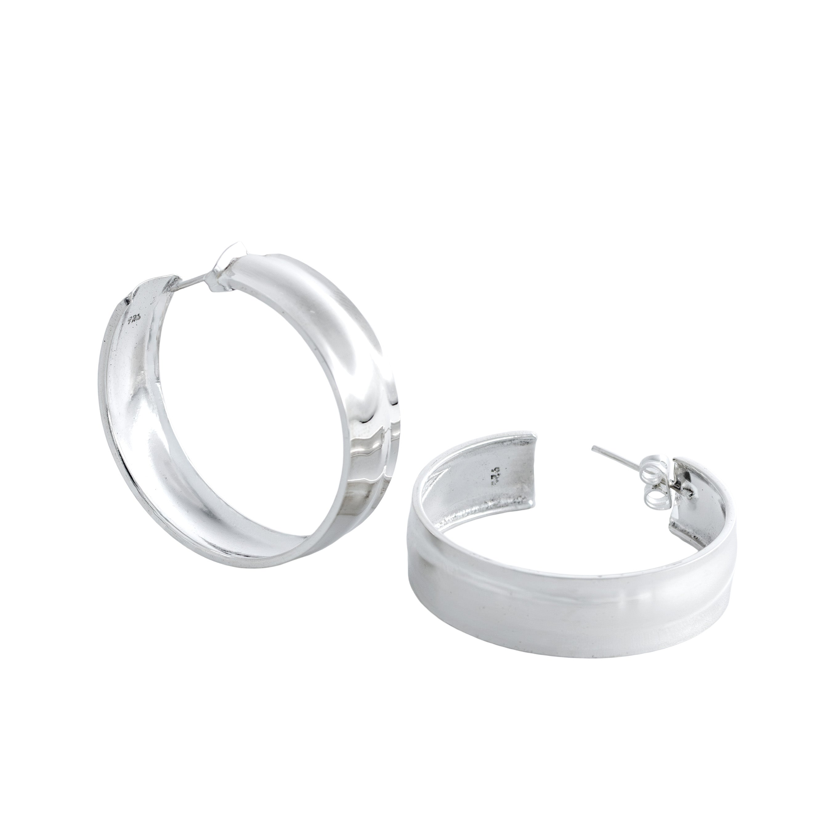 Sterling Silver Wide Hoop Earrings