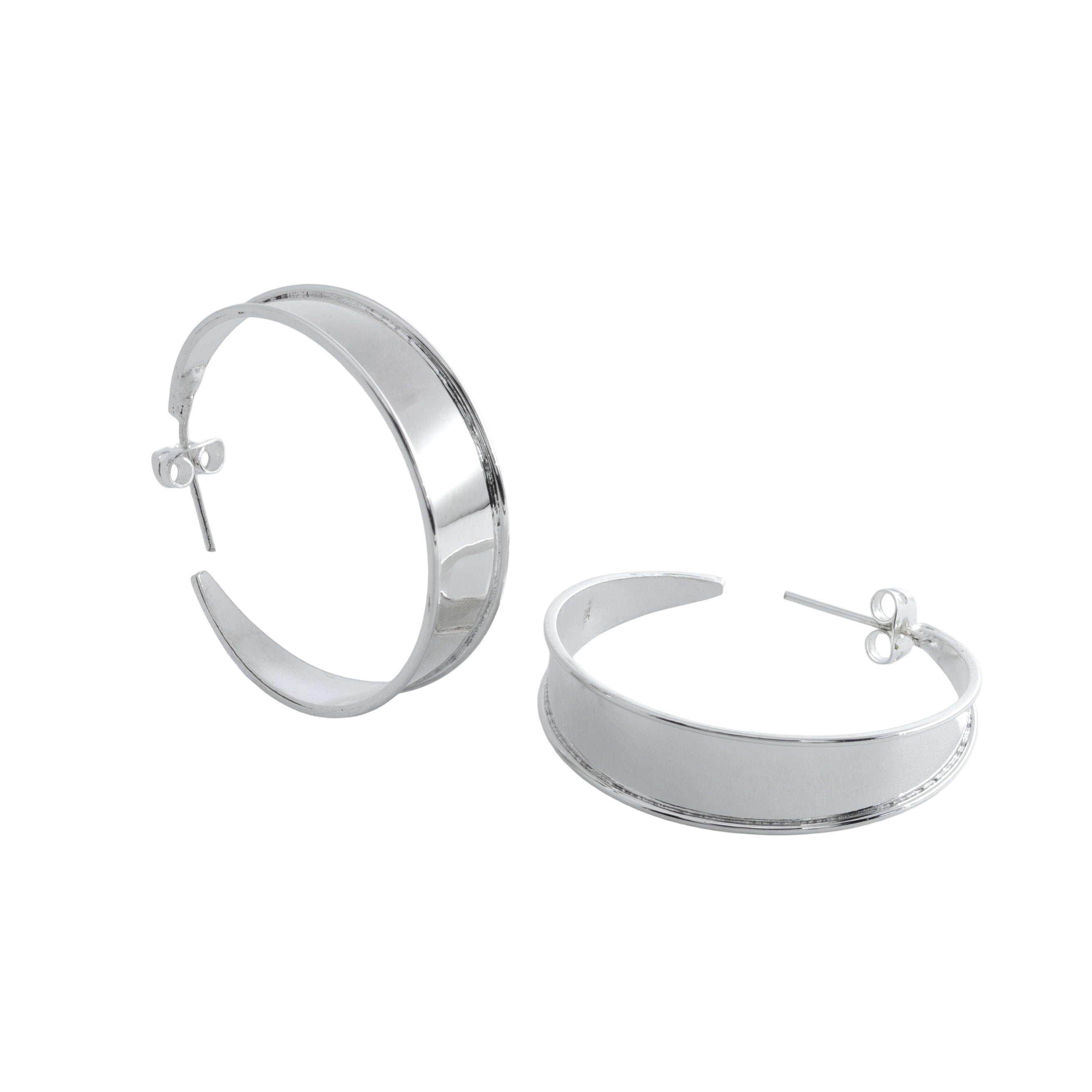 Sterling Silver Wide Hoop Earrings