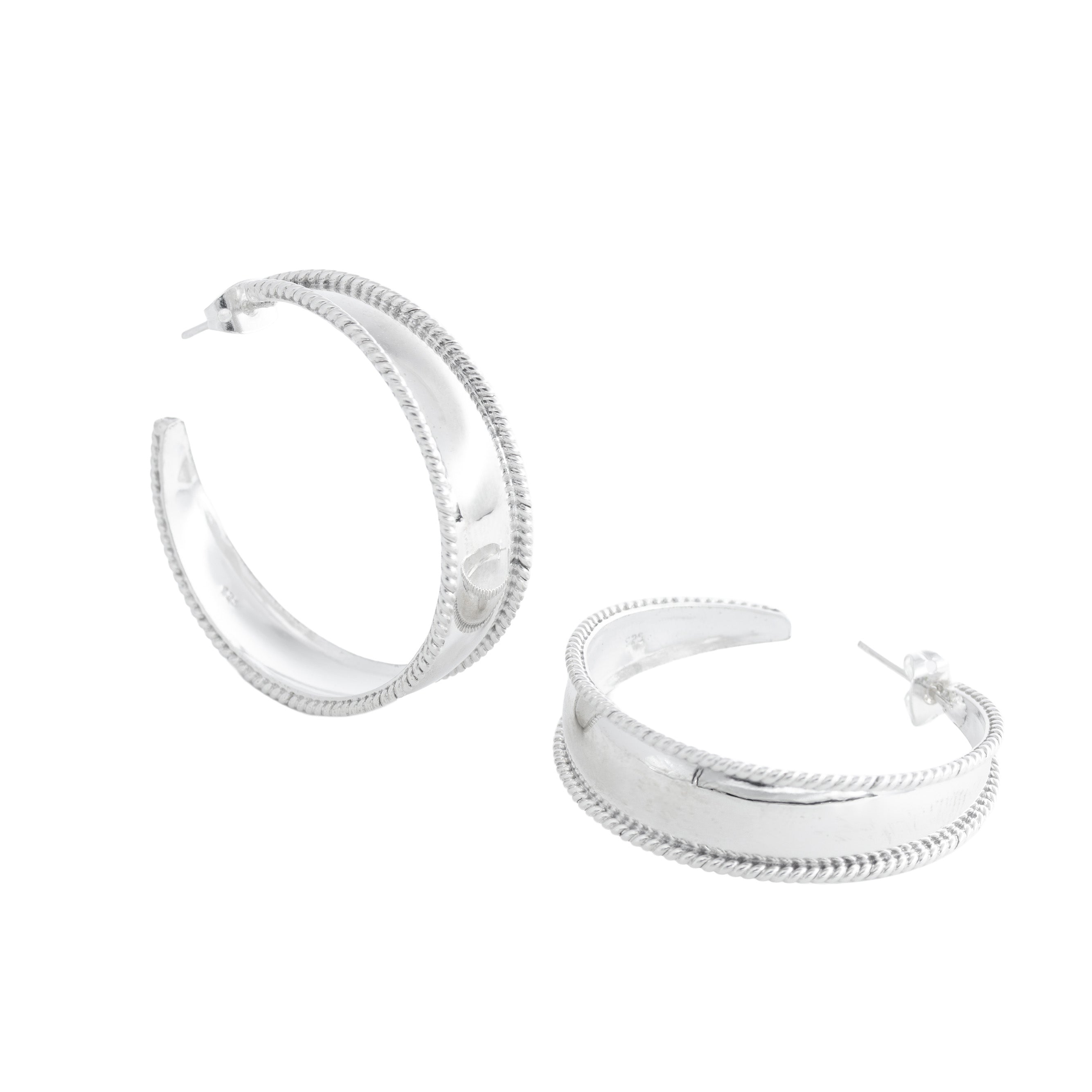 Sterling Silver Wide Hoop Earrings