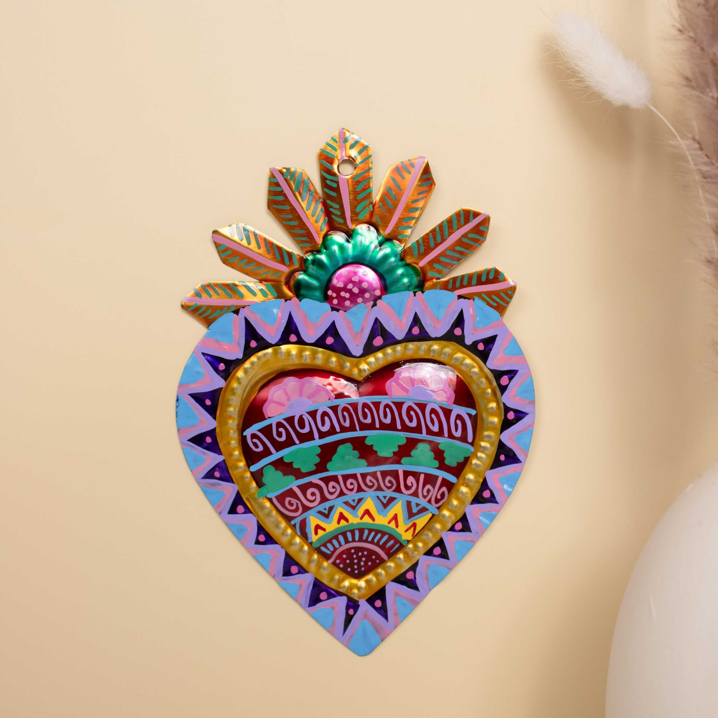 Extra Detailed Medium Mexican Milagro Tin Hearts | Lolo Mexican
