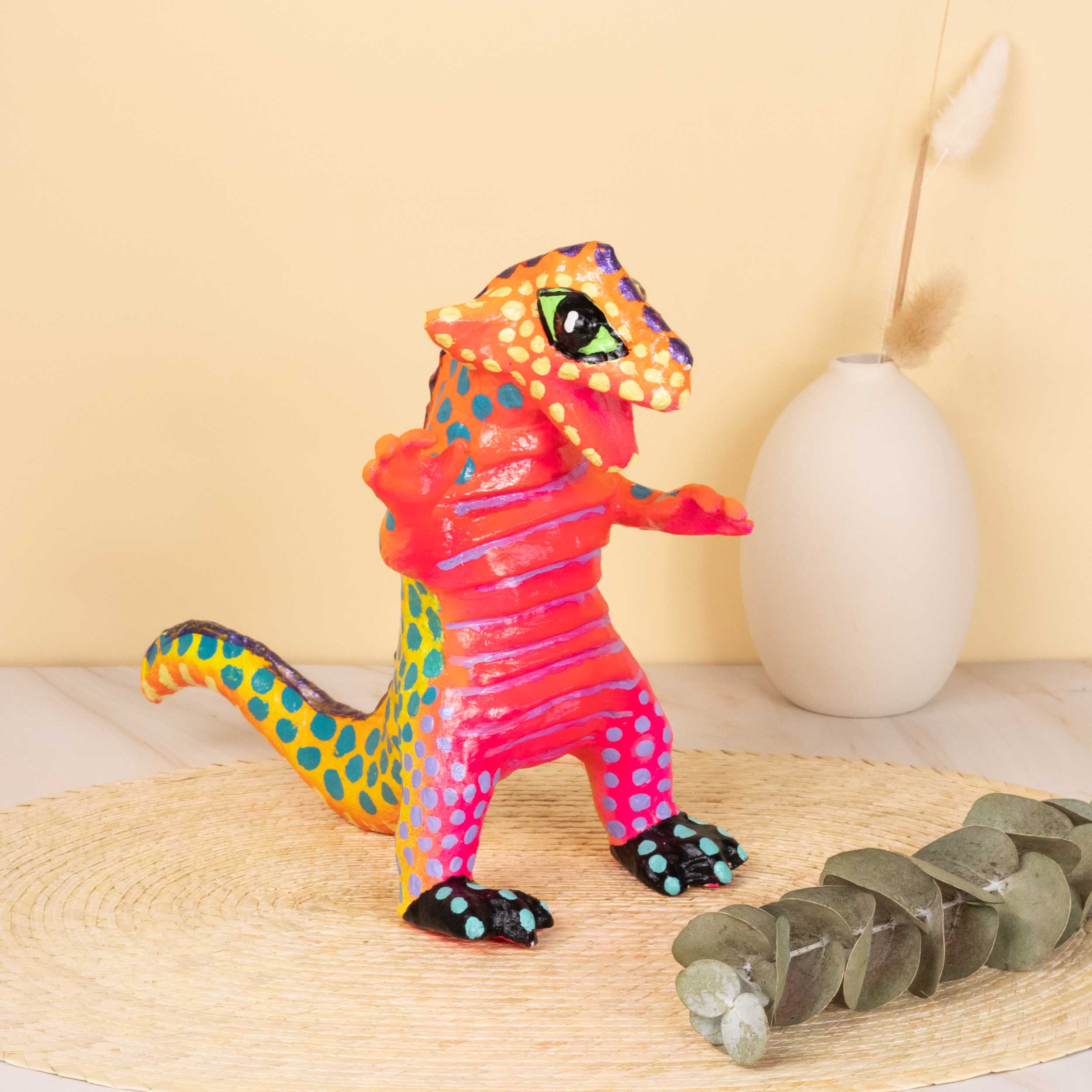Papier-Mâché Dragon and Lizards Alebrijes Sculptures