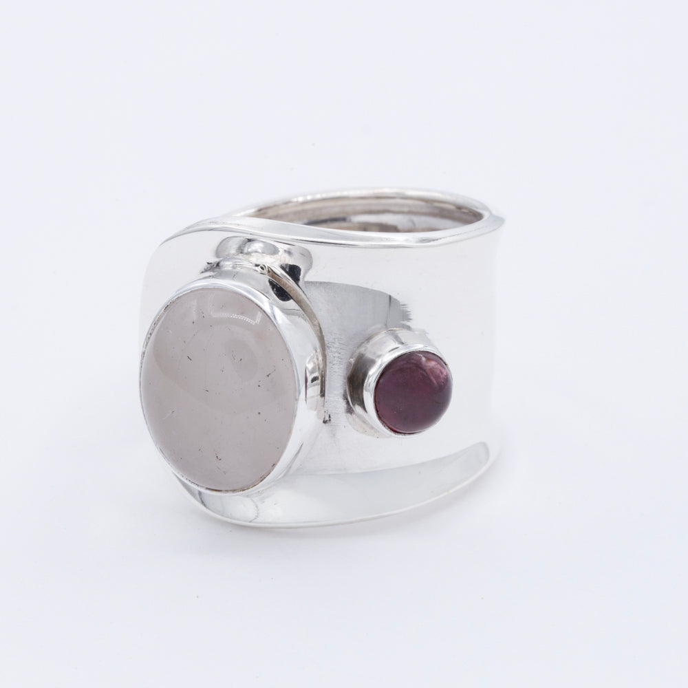 Sterling Silver Two Gemstones Ring