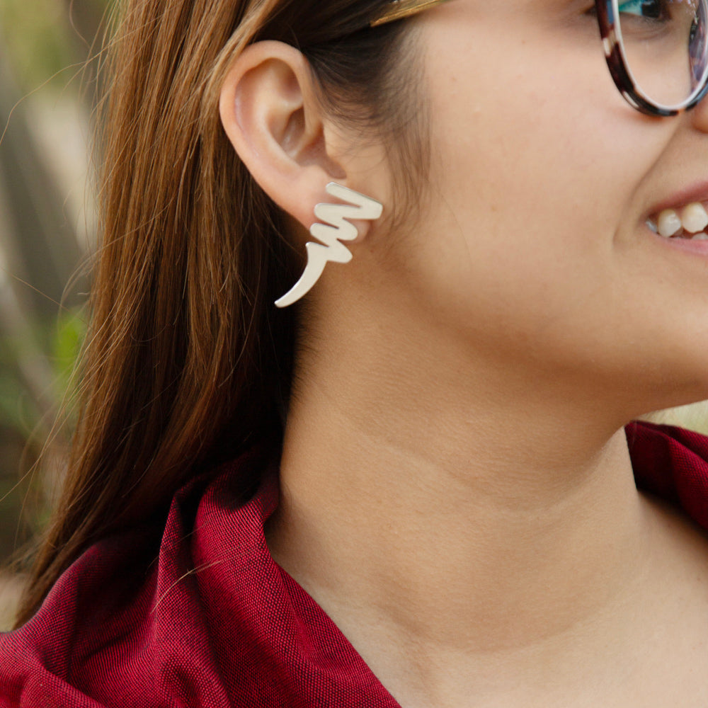 Sterling Silver Small Scribble Earrings
