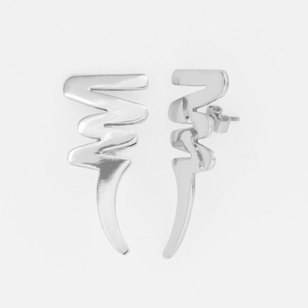 Sterling Silver Large Scribble Earrings