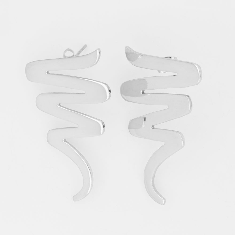 Sterling Silver Large Scribble Earrings