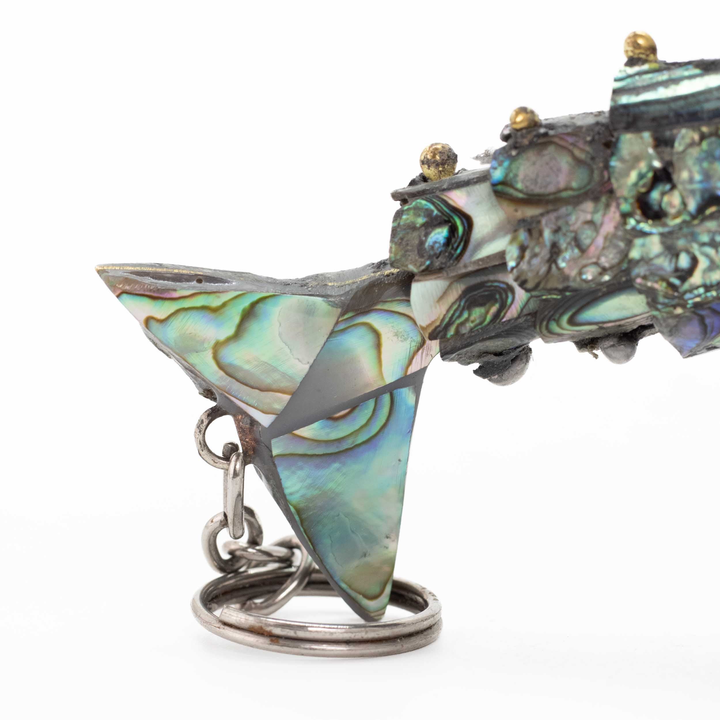 Articulated Abalone Shell Purse Charm Fish Bottle Opener
