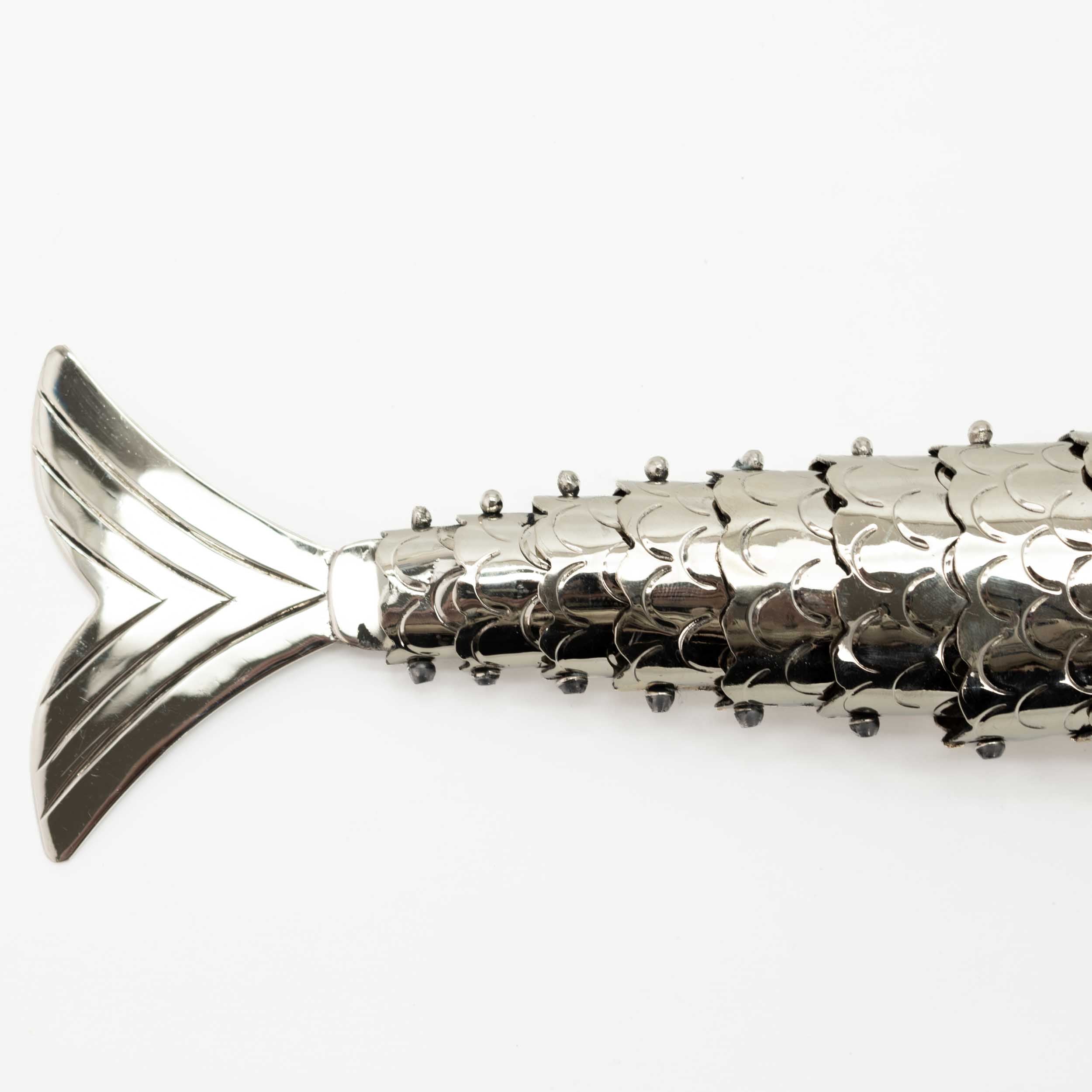 Articulated Nickel Silver Fish Bottle Opener with Abalone Eyes