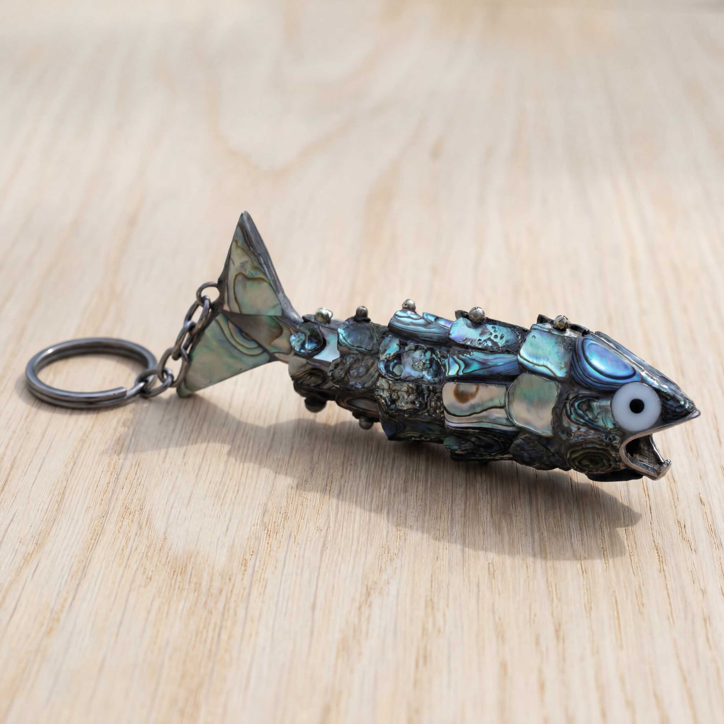 Articulated Abalone Shell Purse Charm Fish Bottle Opener