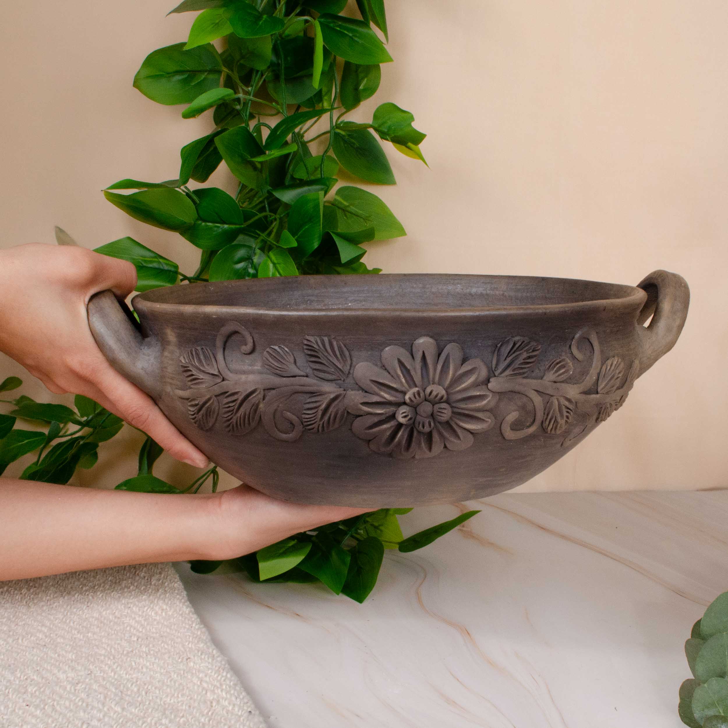 Atzompa Clay Large Floral Cazuela