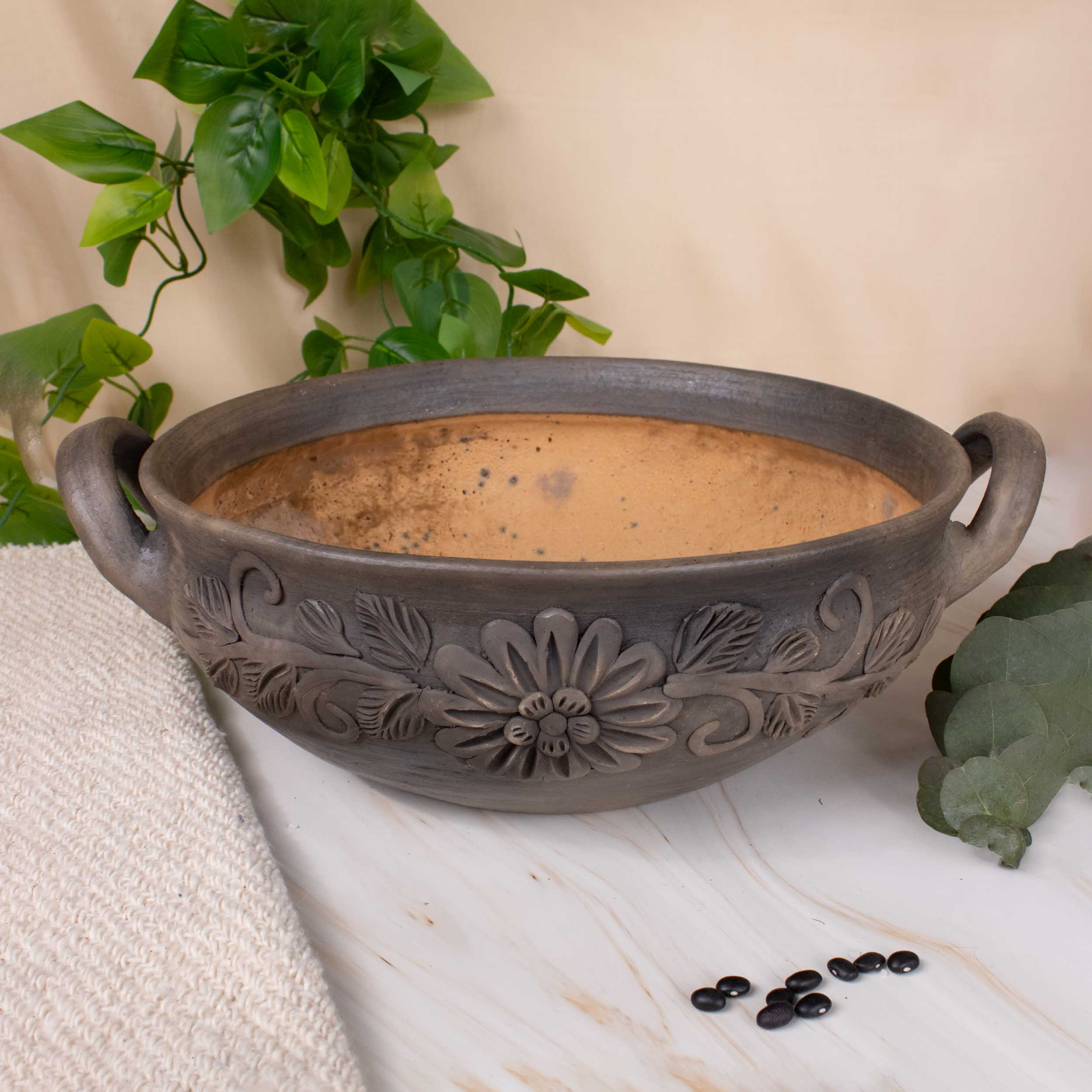 Atzompa Clay Large Floral Cazuela