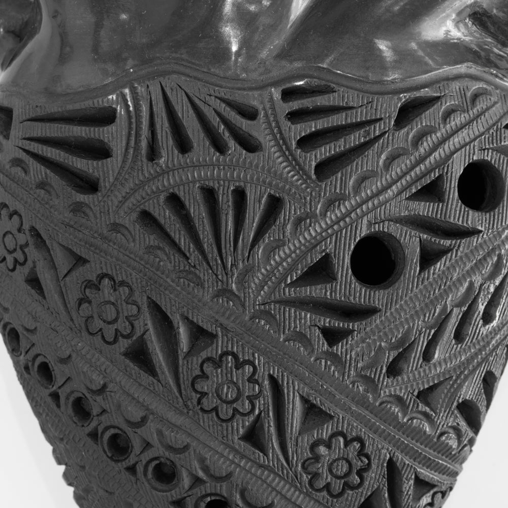 Carved Barro Negro, Black Clay, Heart Wall Art Sculpture