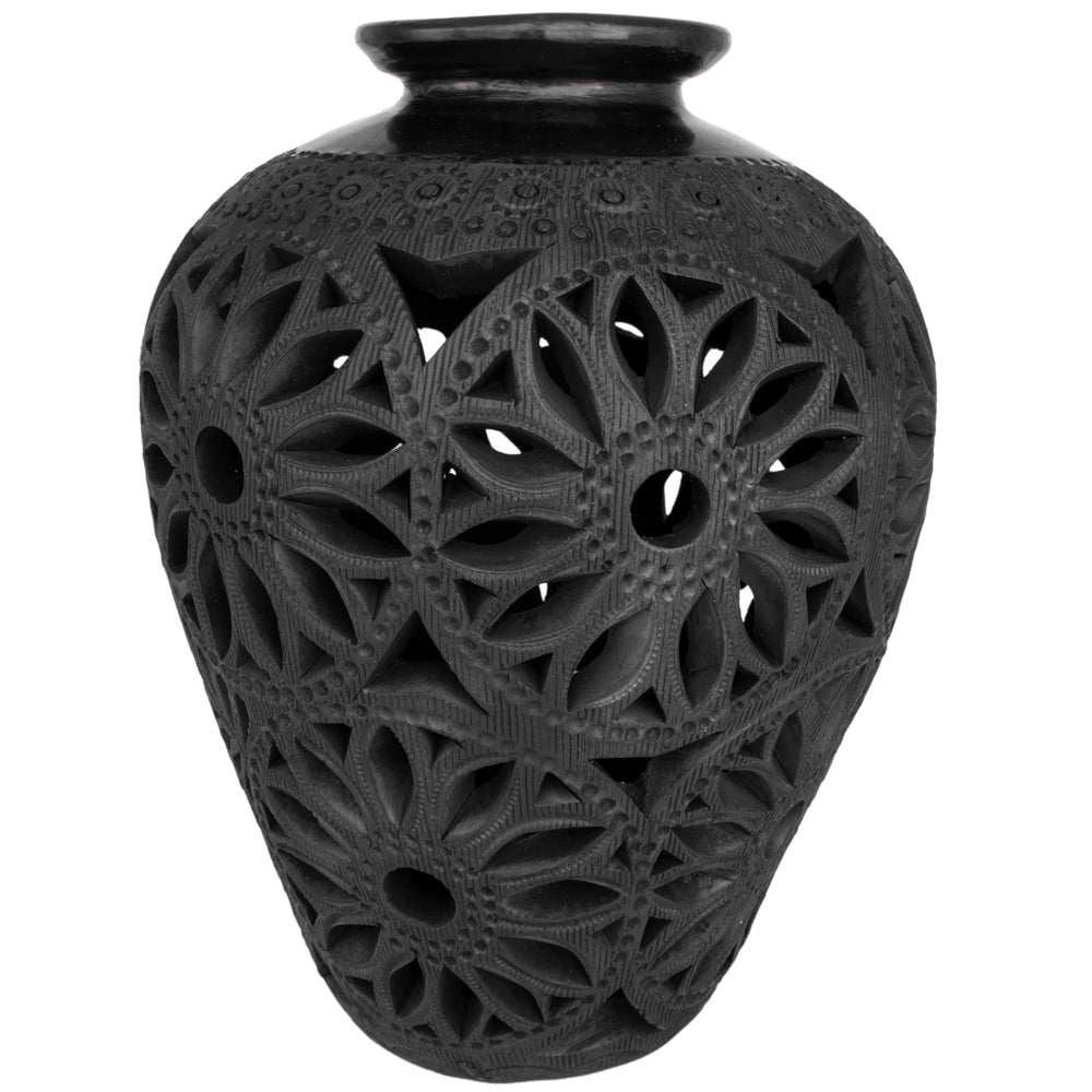 Barro Negro Open Work Solar Vase