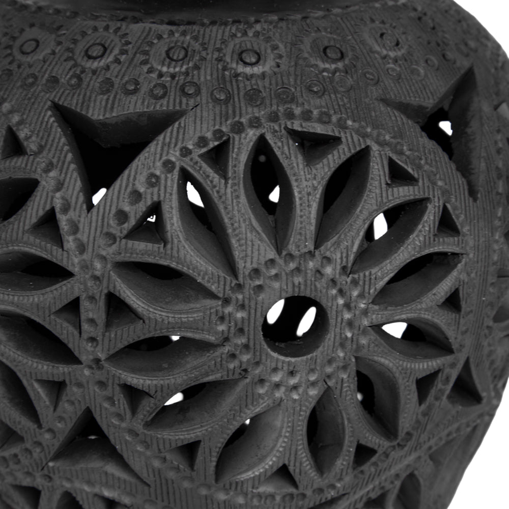 Barro Negro Open Work Solar Vase