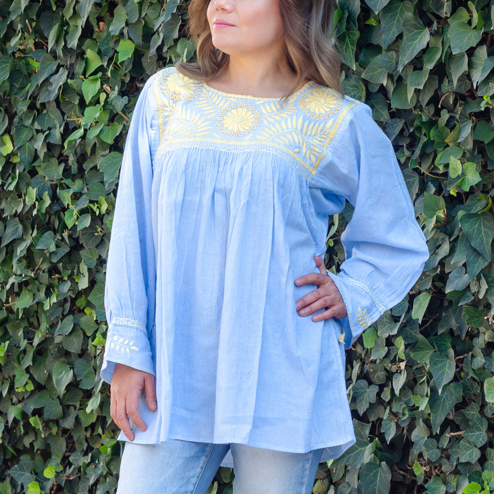 Carranza 3/4 Sleeve Embroidered Blouse | Lolo Mexican Mercadito