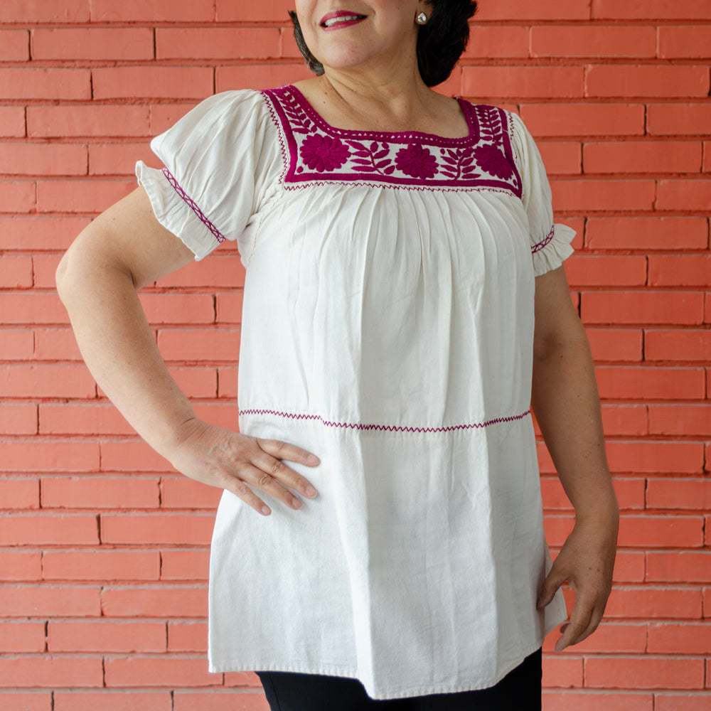 Carranza Short Sleeve Embroidered Blouse