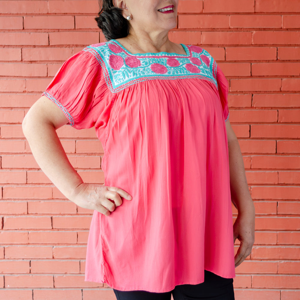 Carranza Short Sleeve Embroidered Blouse